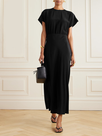 Matteau Gathered silk crepe de chine maxi dress