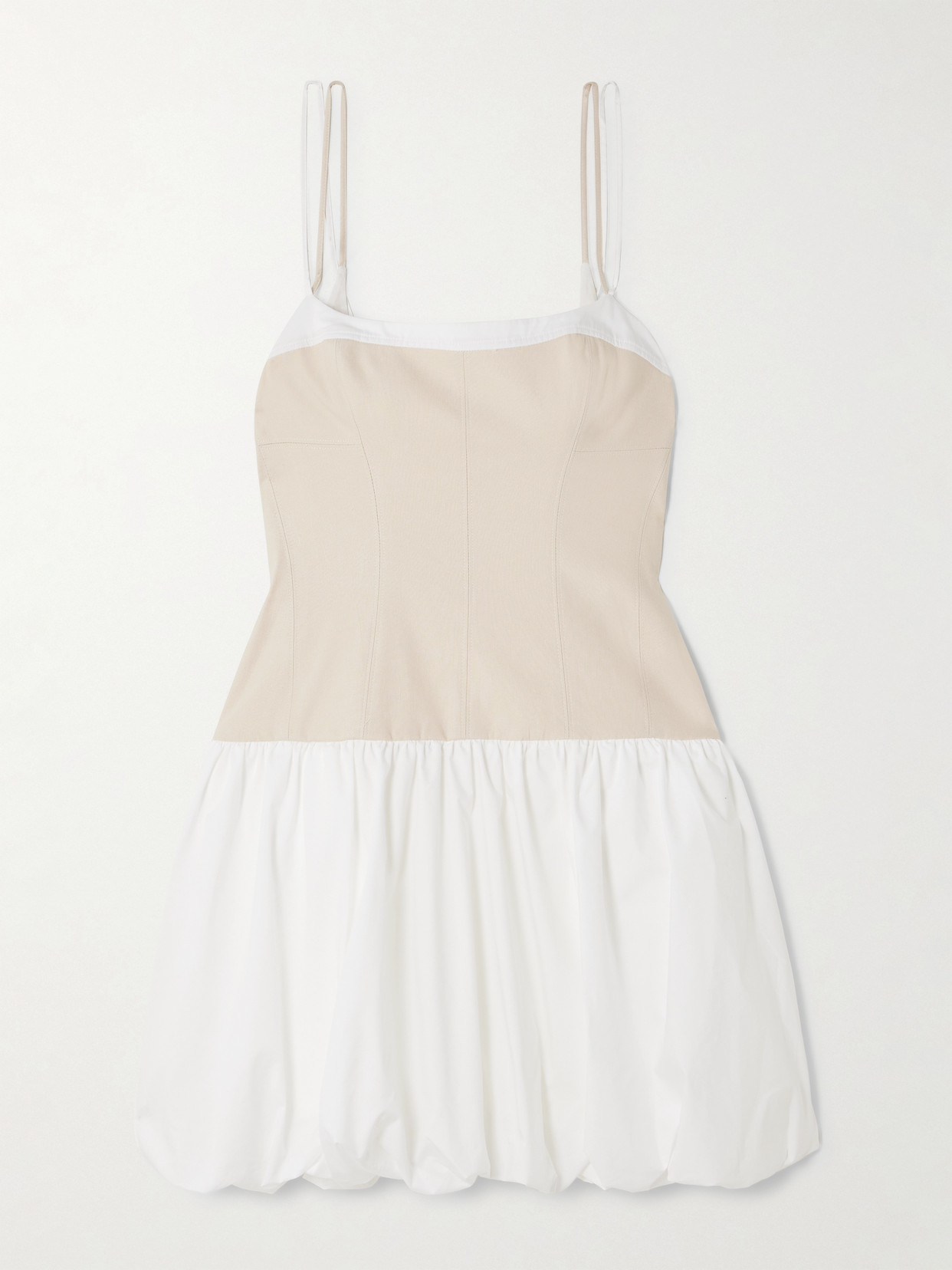 Simkhai Fifi Linen-blend And Gathered Cotton-blend Poplin Mini Dress