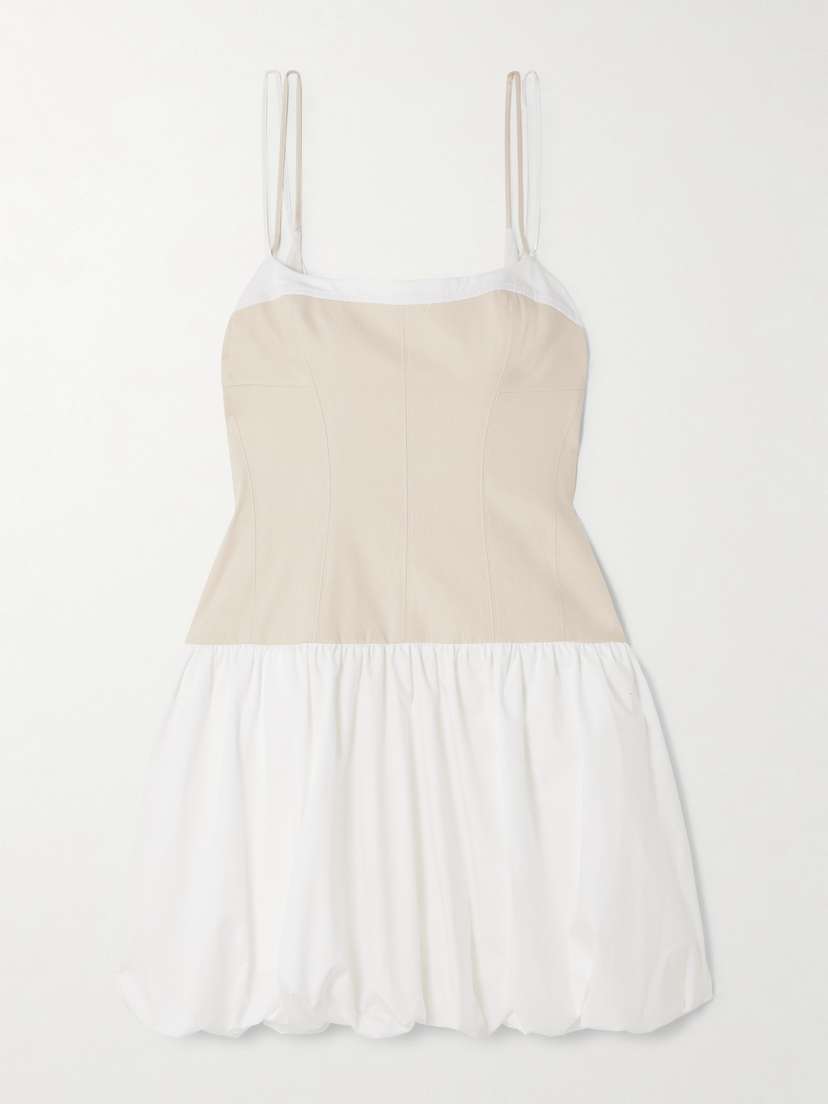 Fifi Linen-blend And Gathered Cotton-blend Poplin Mini Dress - US00 | Image | 0