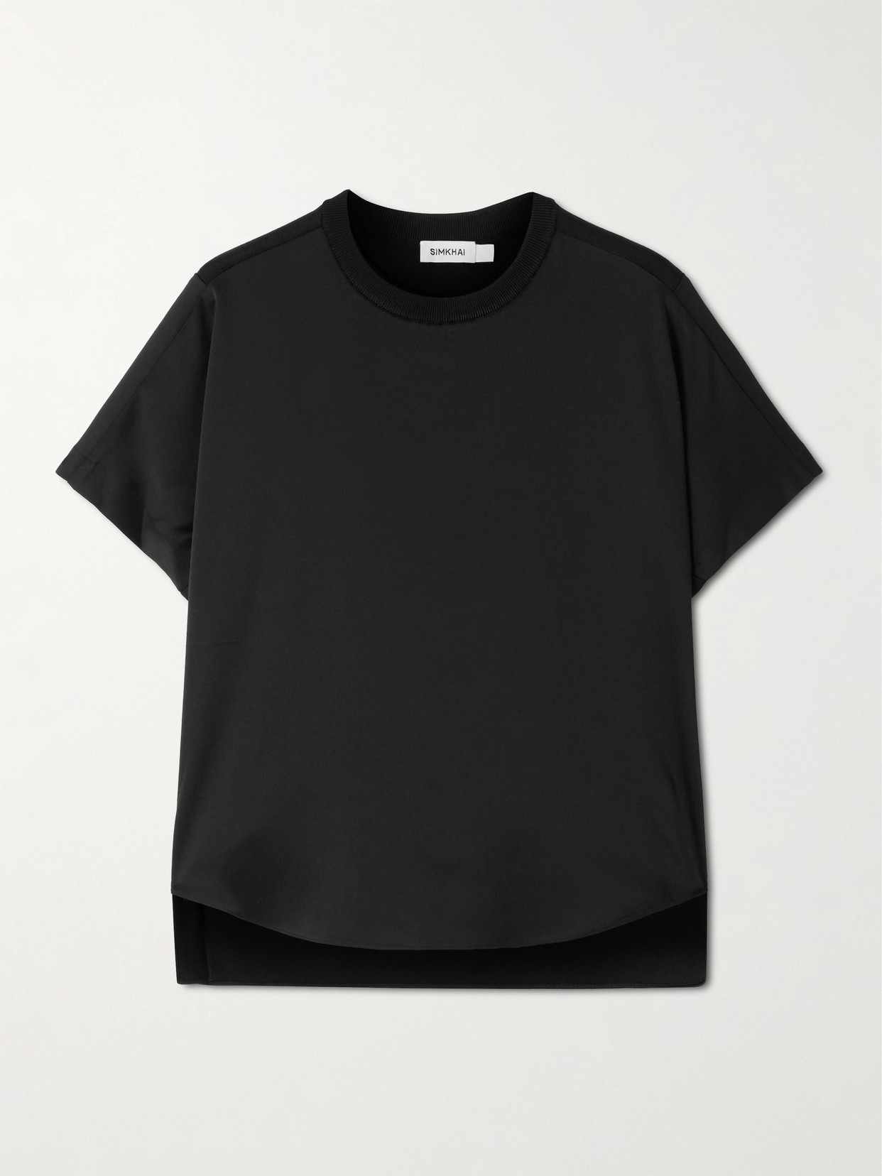 Simkhai Addy Jersey-paneled Satin T-shirt