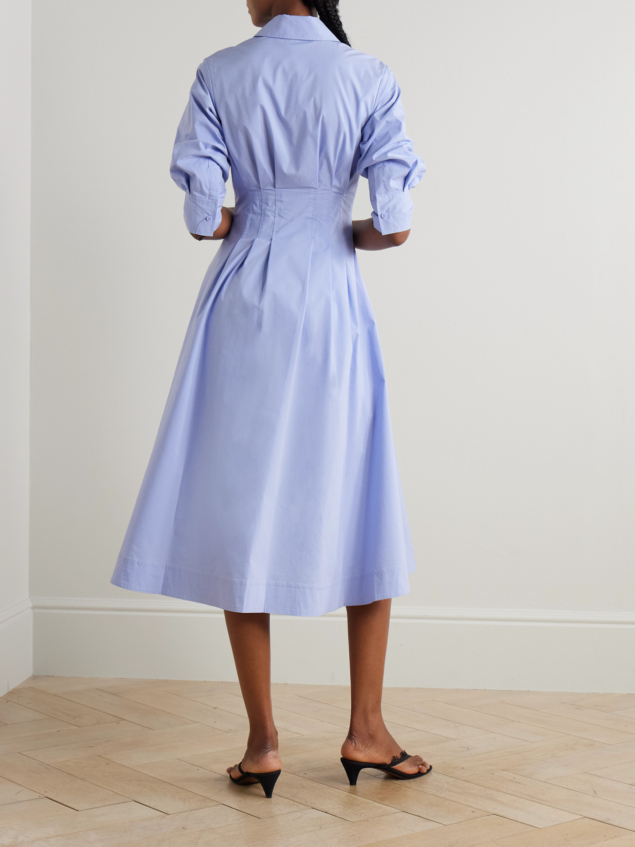 Simkhai Jazz Pleated Cotton-blend Poplin Midi Shirt Dress