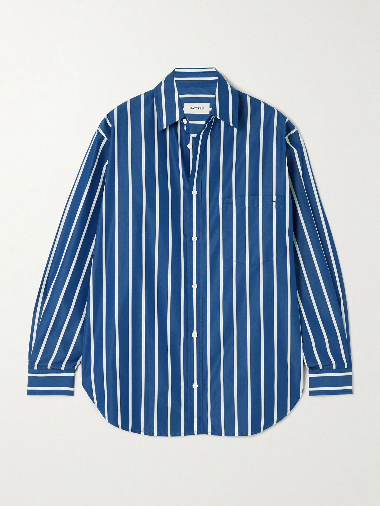 Matteau Striped Cotton-poplin Shirt In Blue