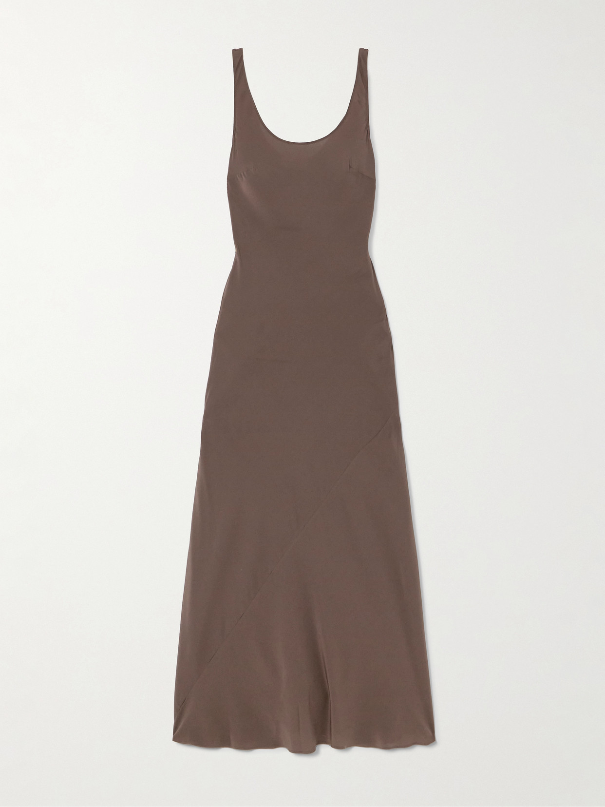 Matteau Silk Crepe De Chine Midi Dress In Brown