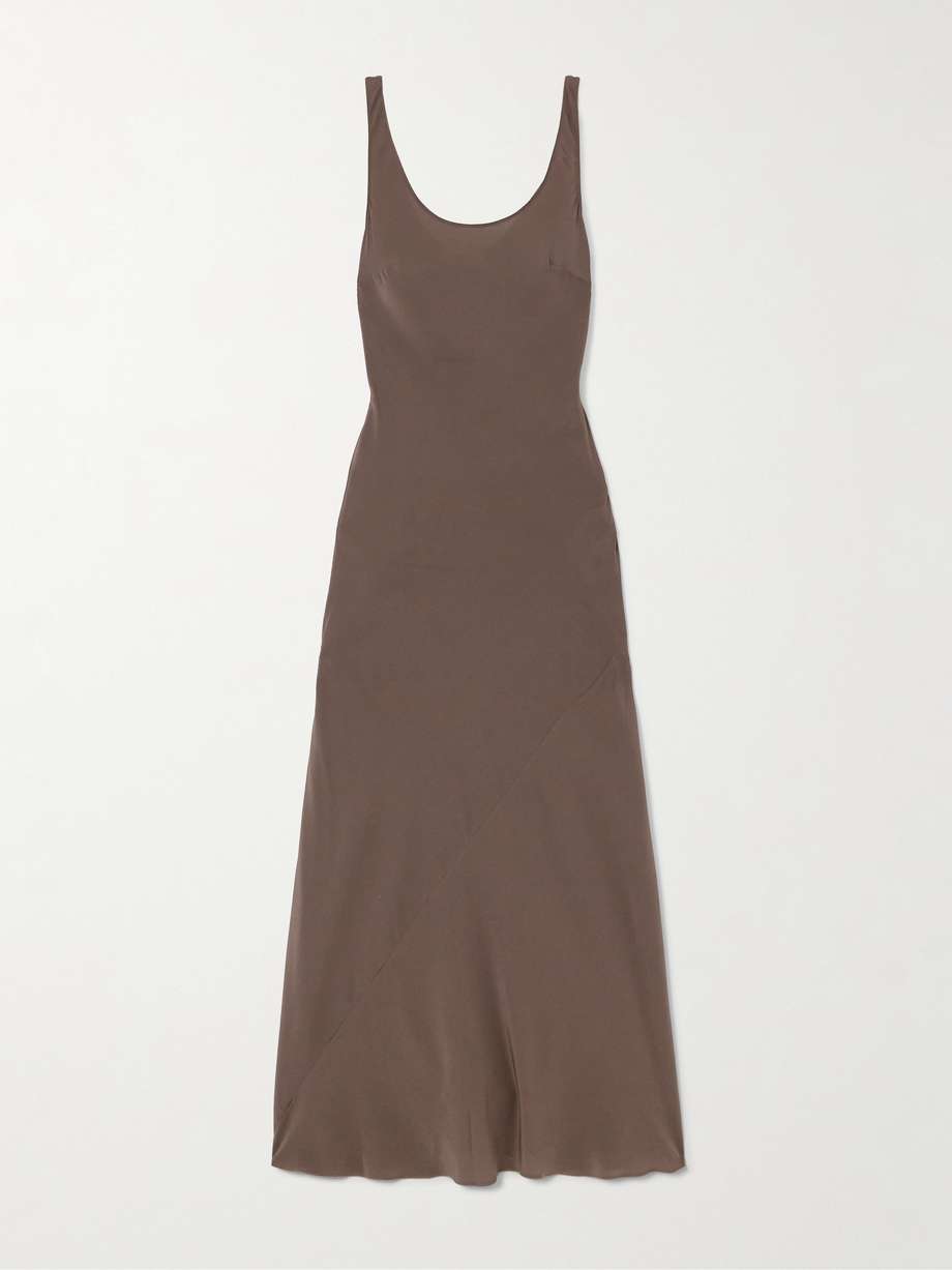 silk crepe de chine midi dress