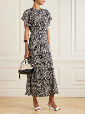 Matteau Gathered printed silk crepe de chine maxi dress