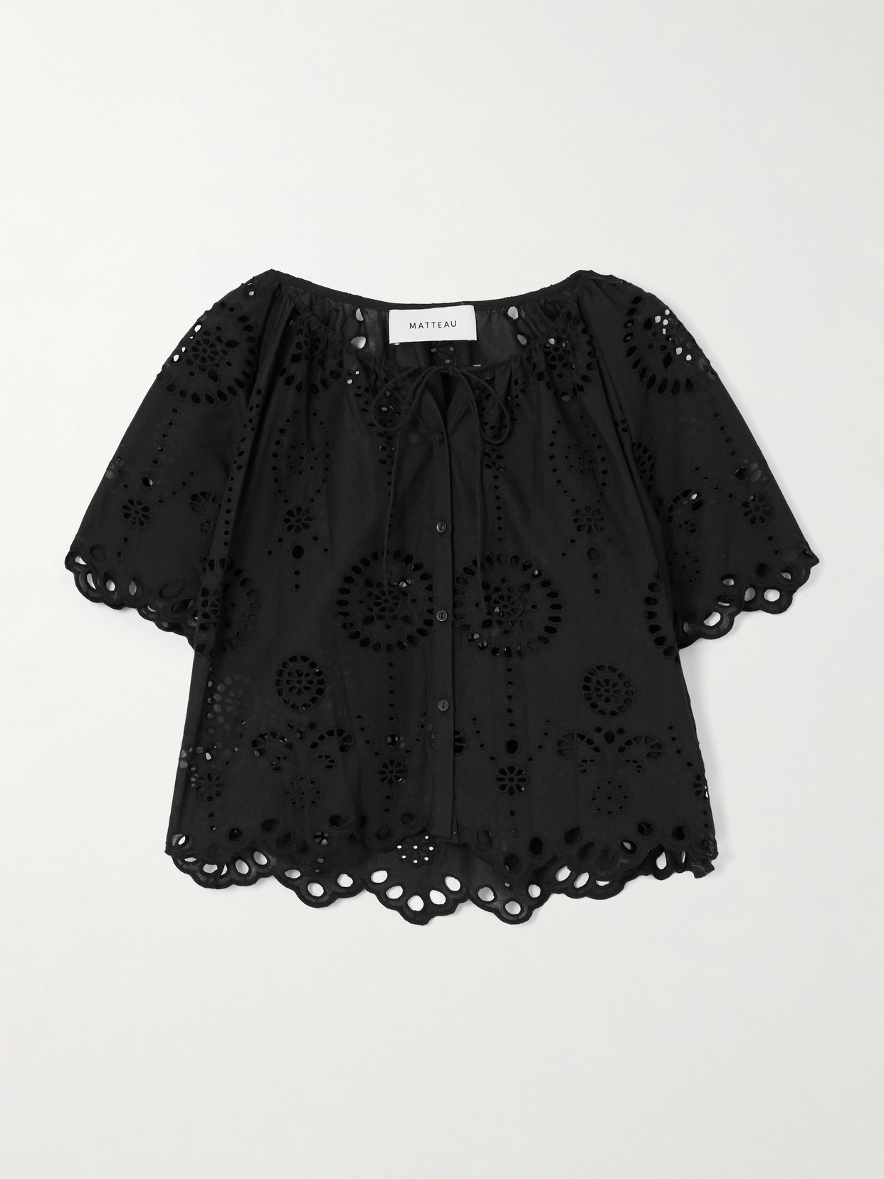Matteau Scalloped Broderie Anglaise Cotton-poplin Shirt In Black