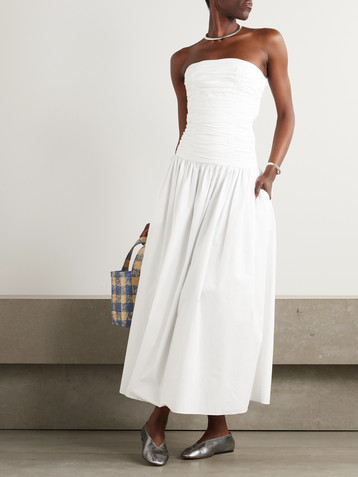 Matteau Strapless organic cotton-poplin maxi dress