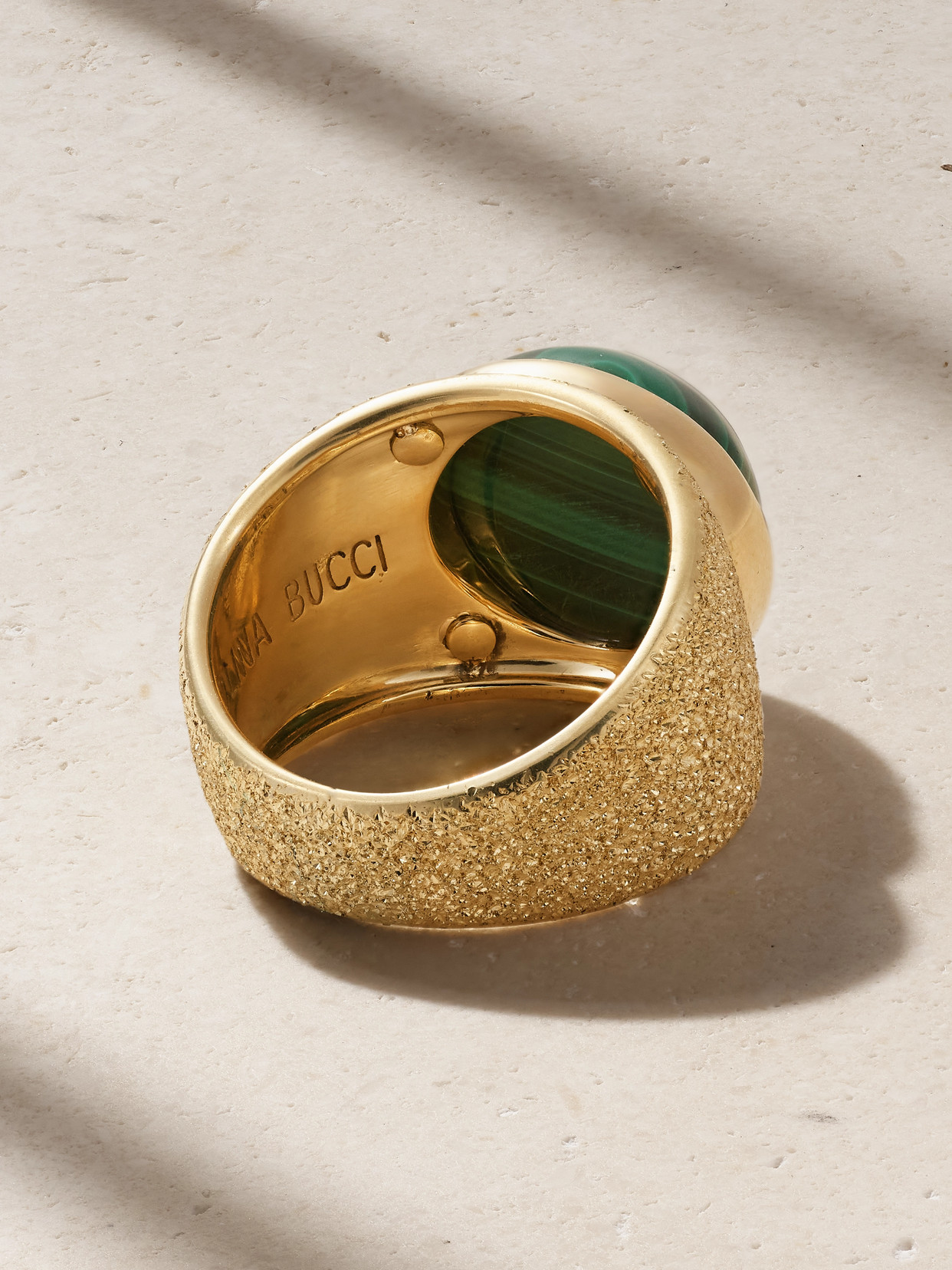 CAROLINA BUCCI DOWNTOWN 18-KARAT GOLD MALACHITE RING
