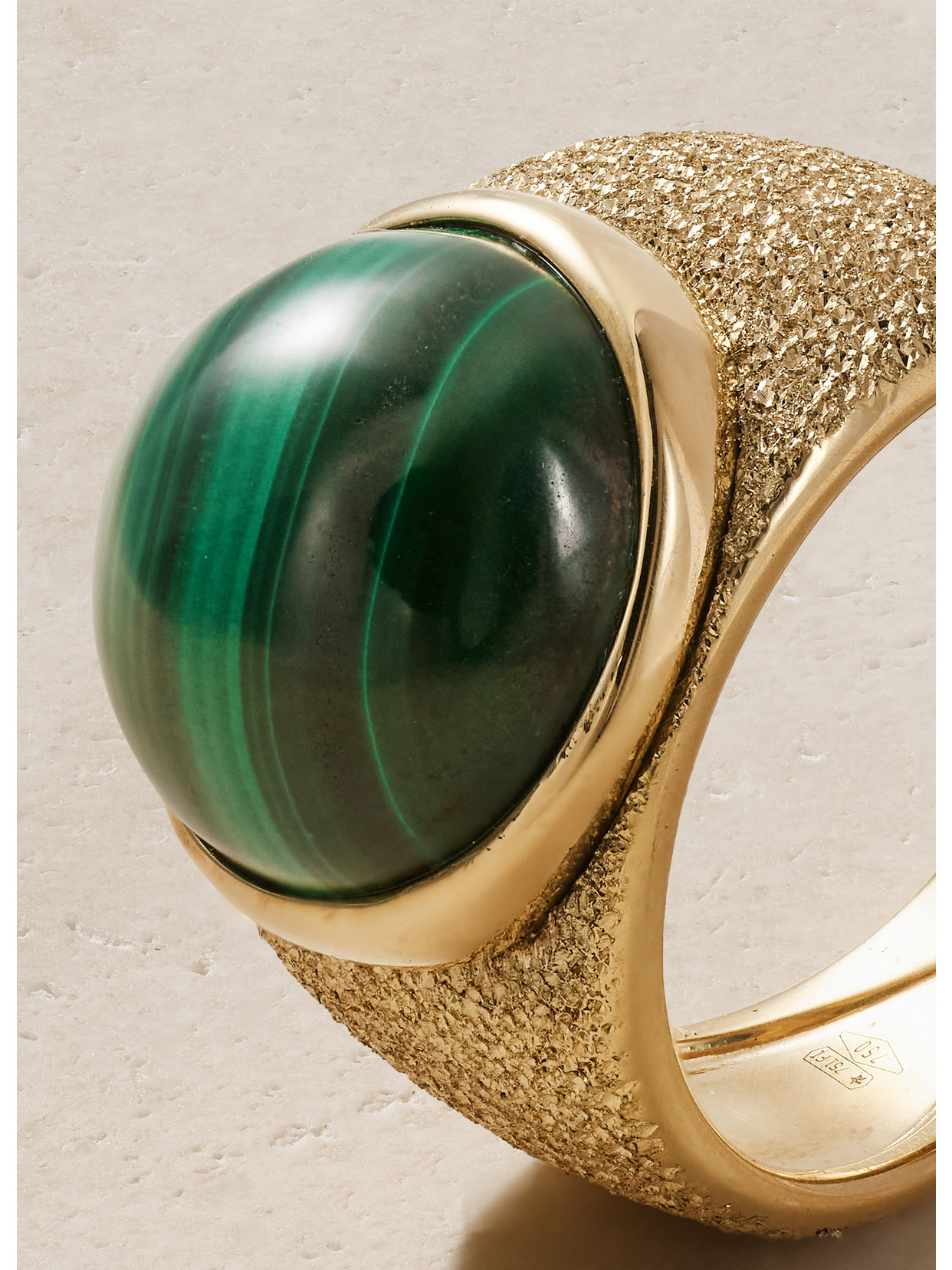 CAROLINA BUCCI DOWNTOWN 18-KARAT GOLD MALACHITE RING