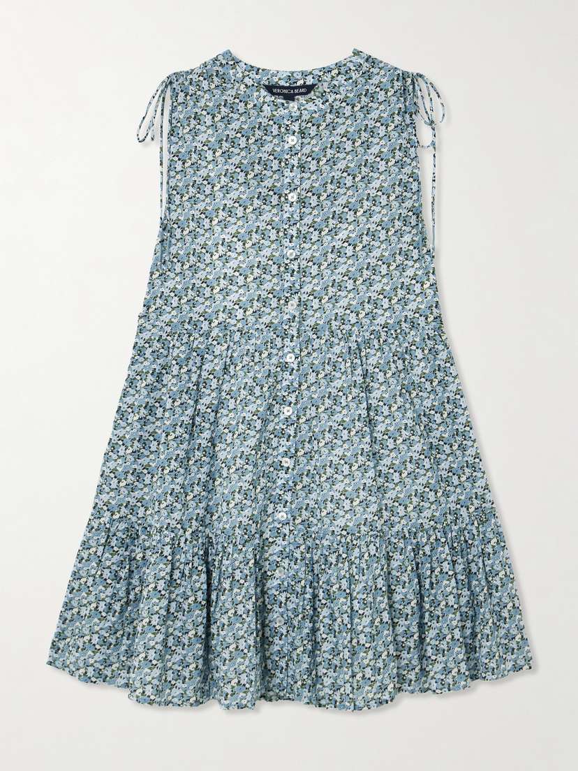 Veronica Beard Yulianna Tiered Floral-print Cotton-blend Voile Mini Dress