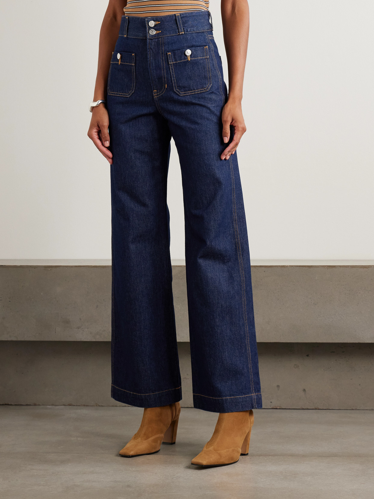 Veronica Beard Taylor High-rise Wide-leg Jeans In Blue