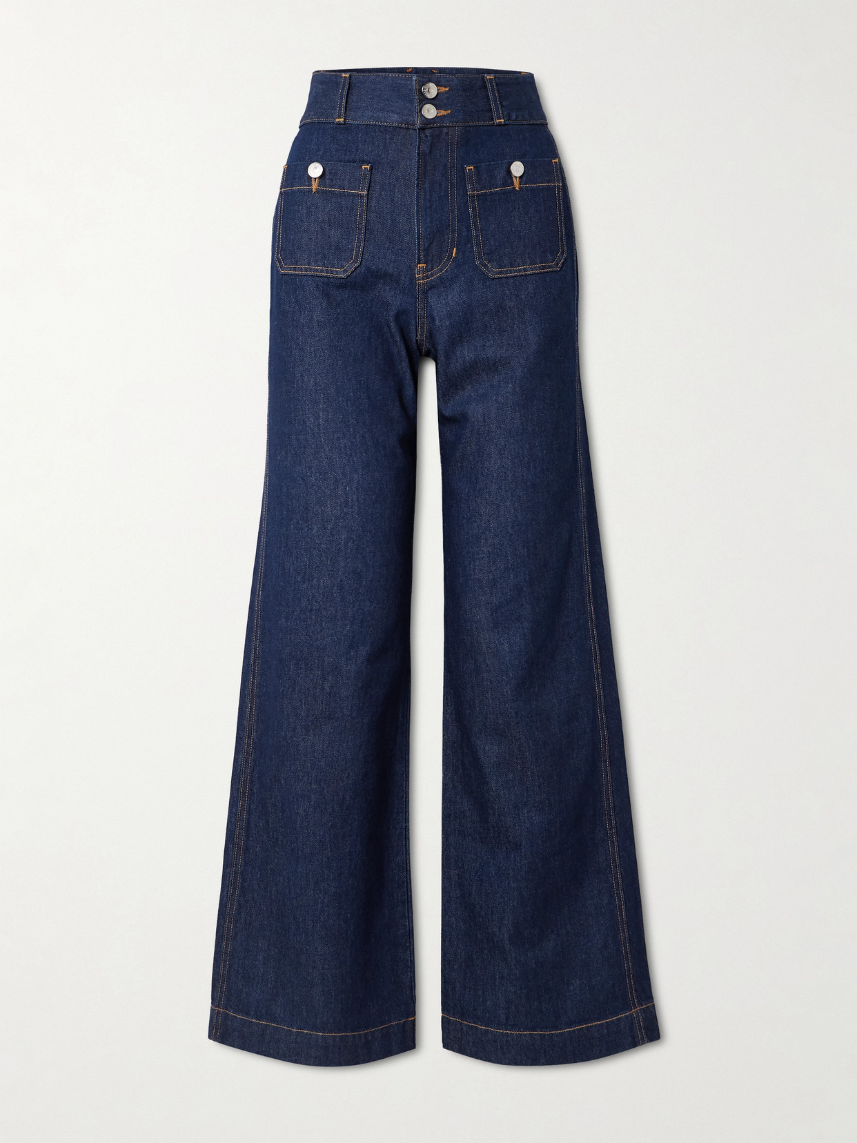 Veronica Beard Taylor High-rise Wide-leg Jeans In Blue