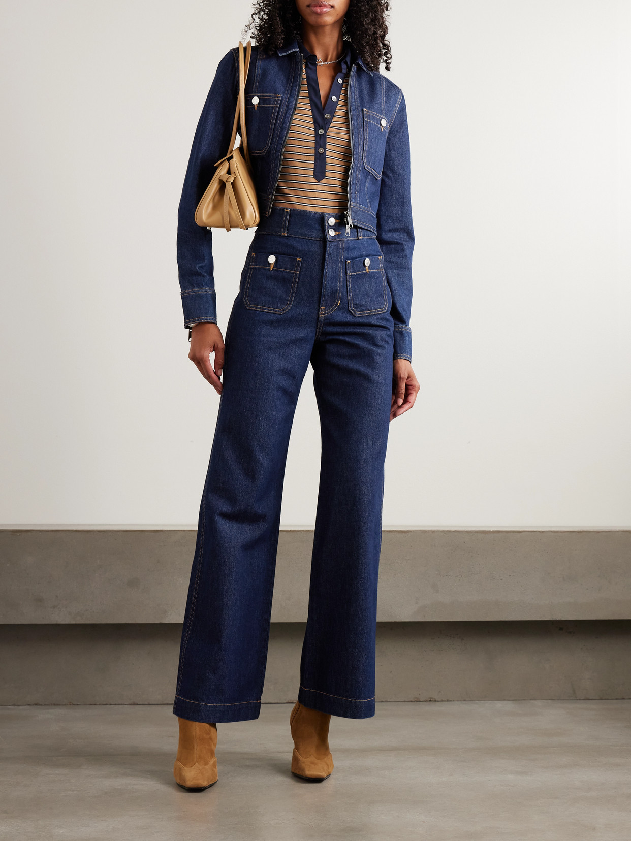 Veronica Beard Taylor High-rise Wide-leg Jeans In Blue