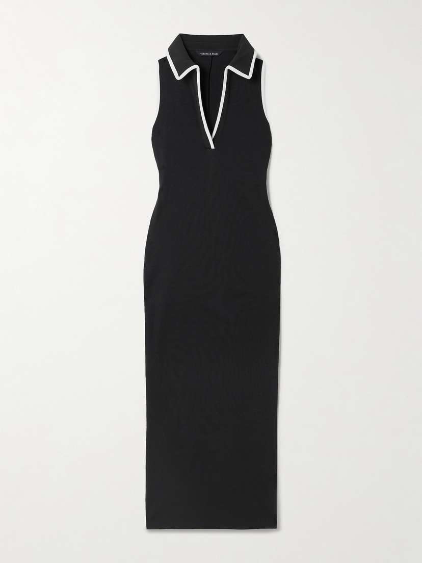 Veronica Beard Darien Ribbed Stretch-pima Cotton Midi Dress