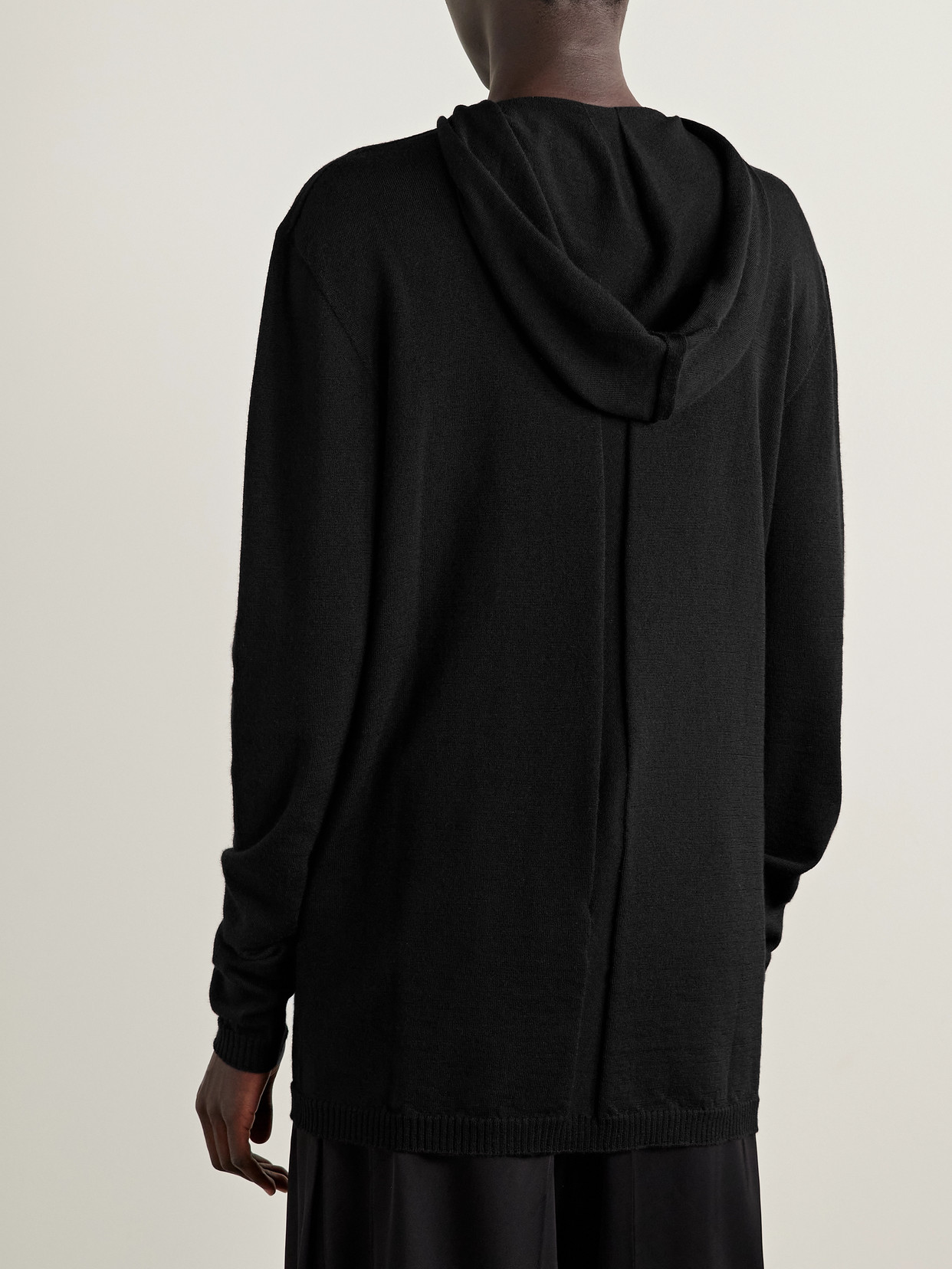 Rick Owens Maglia Wool Hoodie In Black