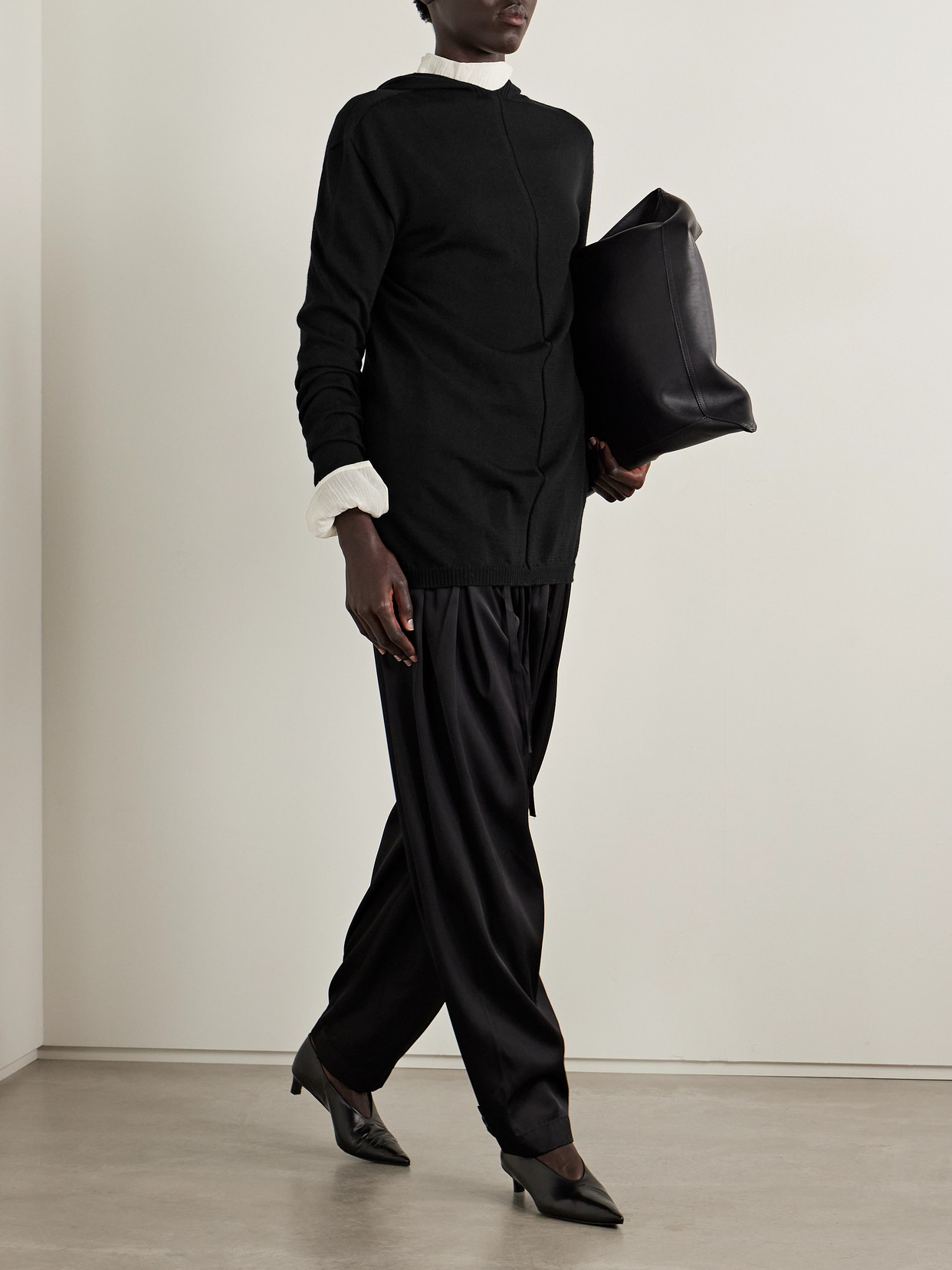 Rick Owens Maglia Wool Hoodie In Black
