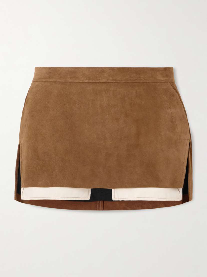 Rick Owens Fog Layered Suede Mini Skirt