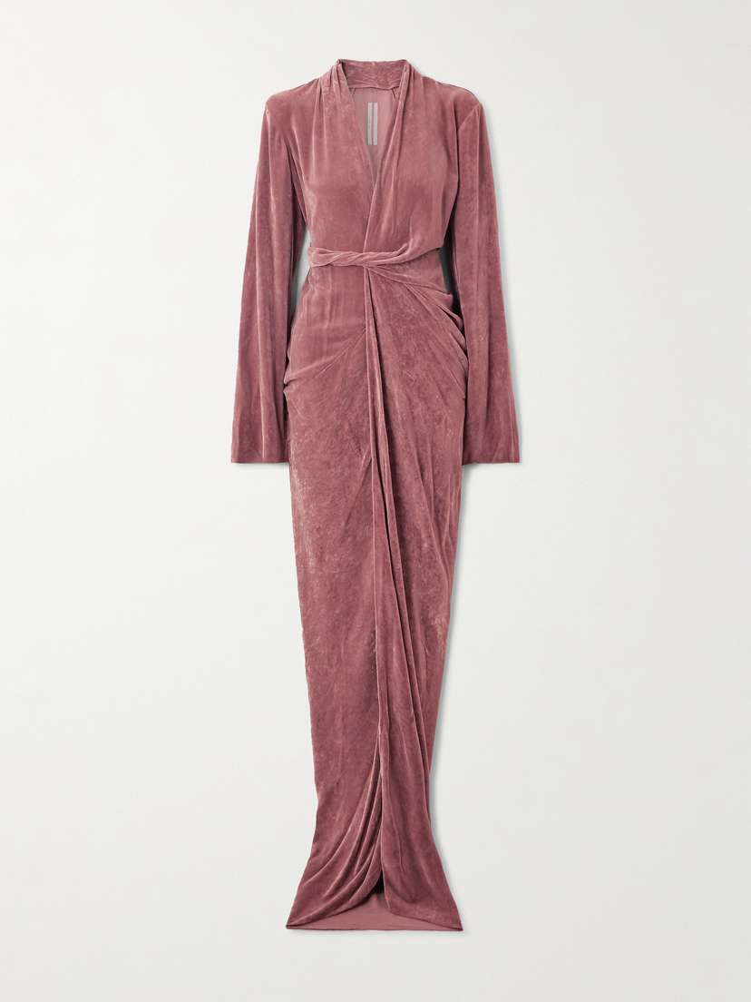 Rick Owens Draped Velvet Wrap Gown