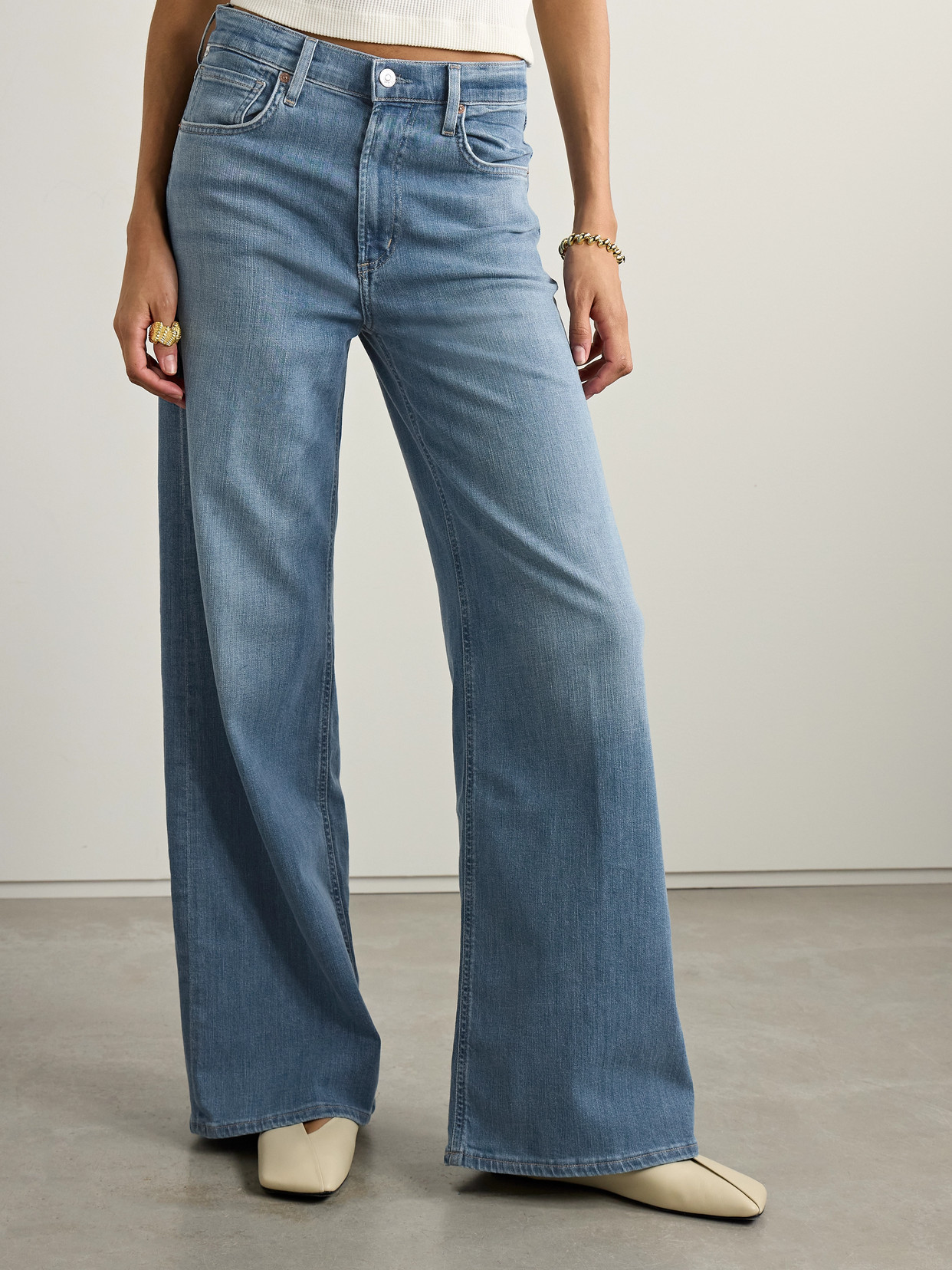 Citizen Of Humanity Lyra Long Mid-rise Wide-leg Jeans In Blue