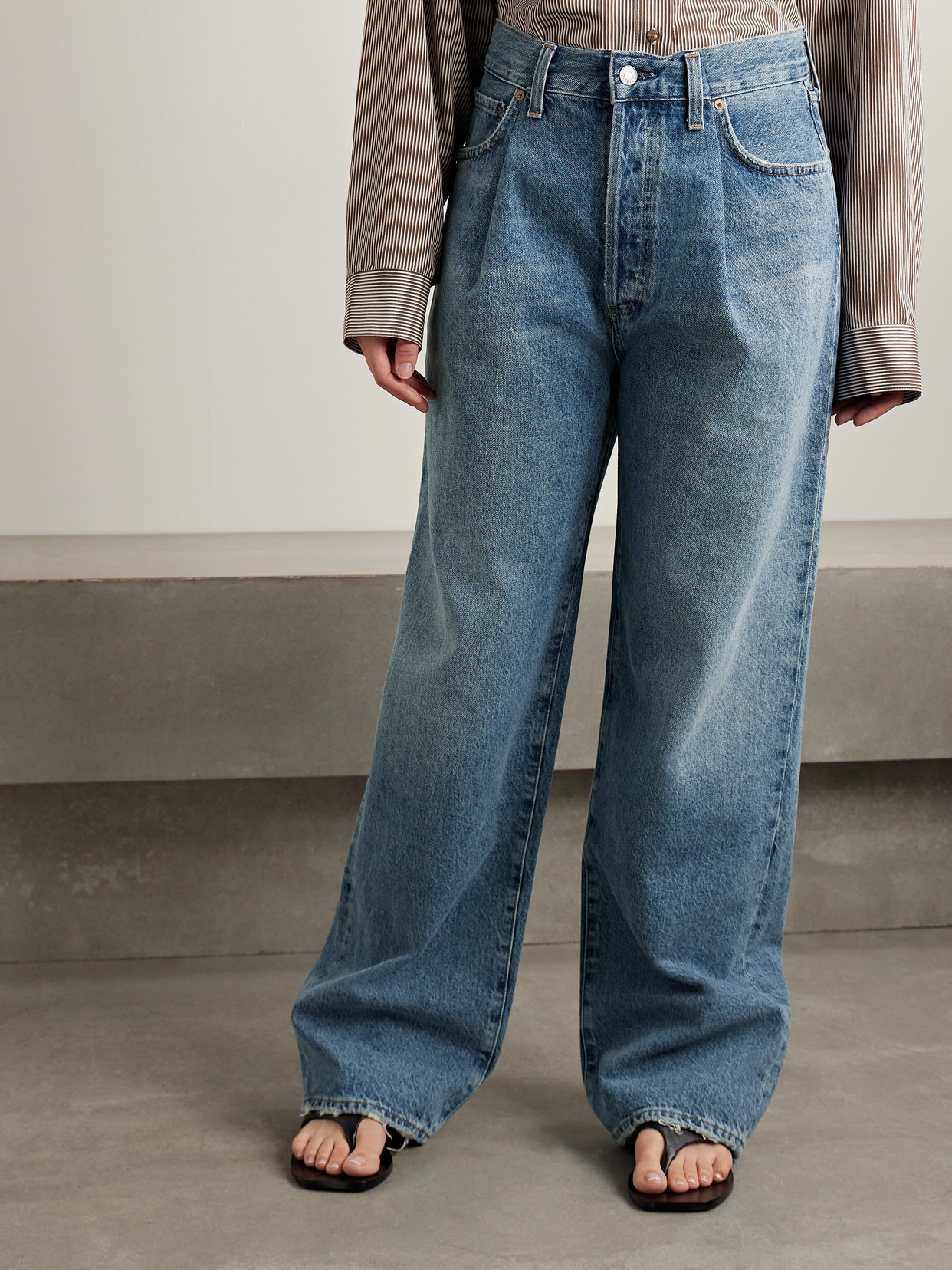 Agolde Franka Pleated High-rise Wide-leg Jeans