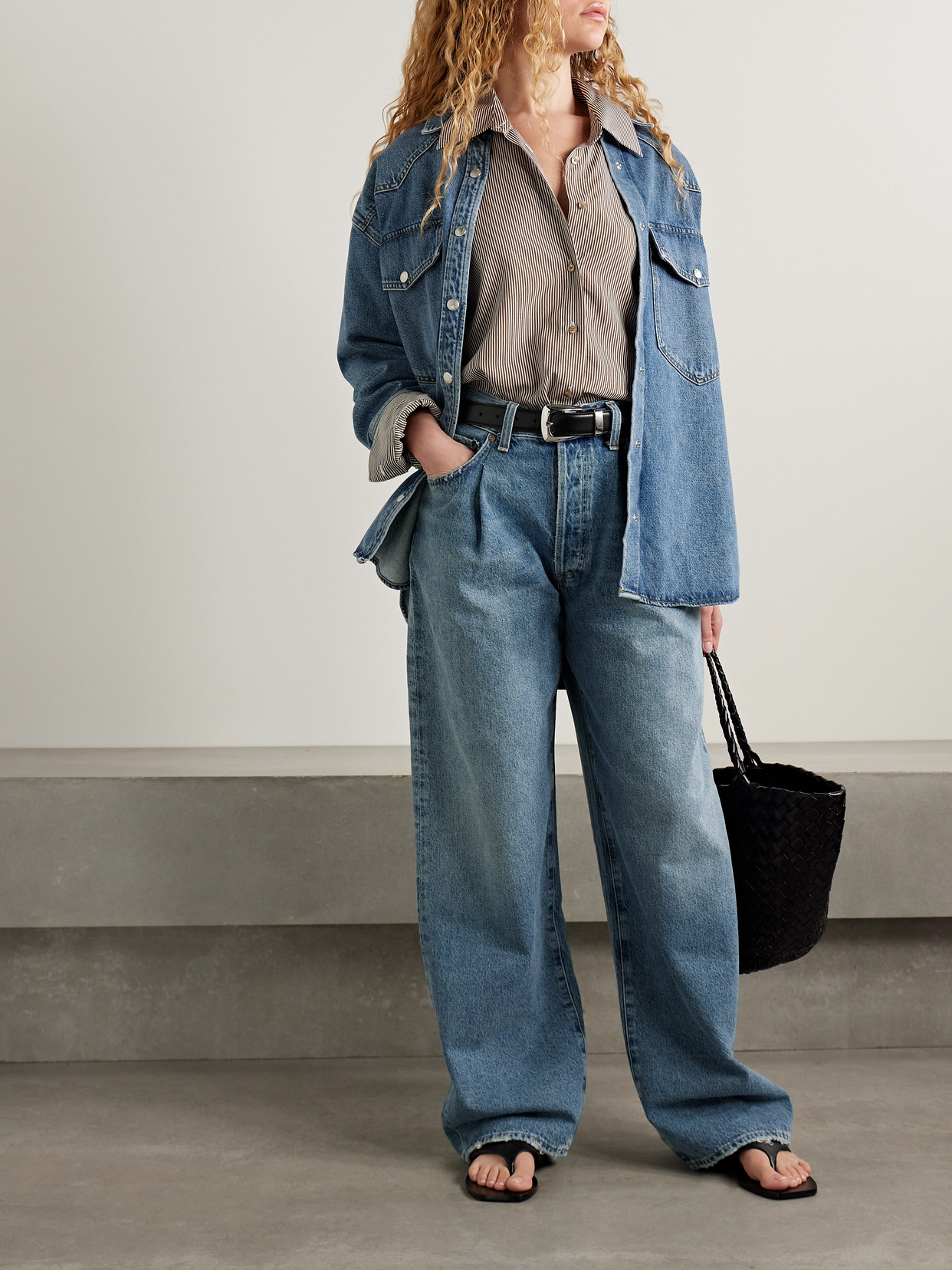 Agolde Franka Pleated High-rise Wide-leg Jeans