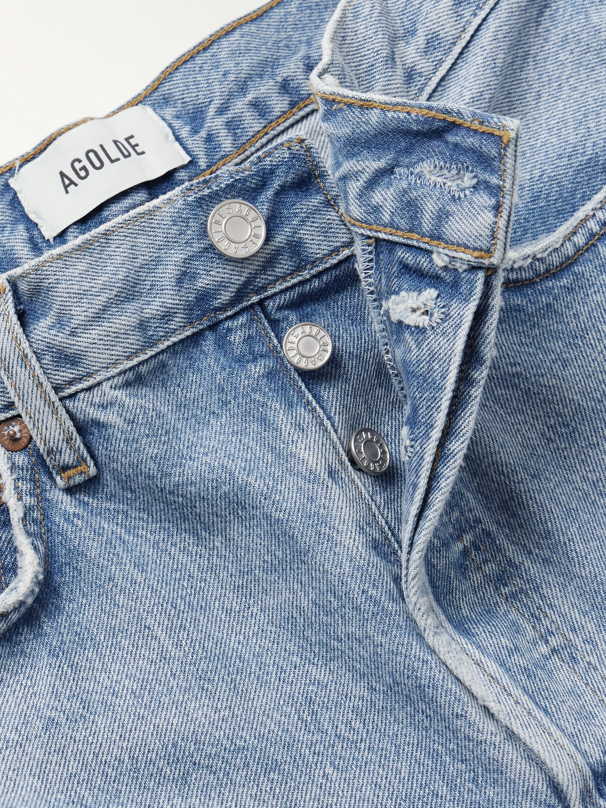 Agolde Blue 90's Pinch Waist High Rise Straight Jeans In Blue