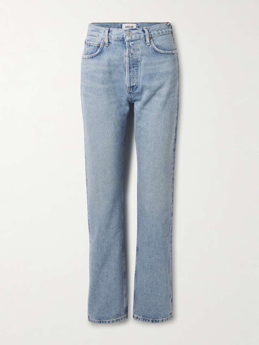 AGOLDE 90's Pinch Waist Long Frayed High-rise Straight-leg Jeans