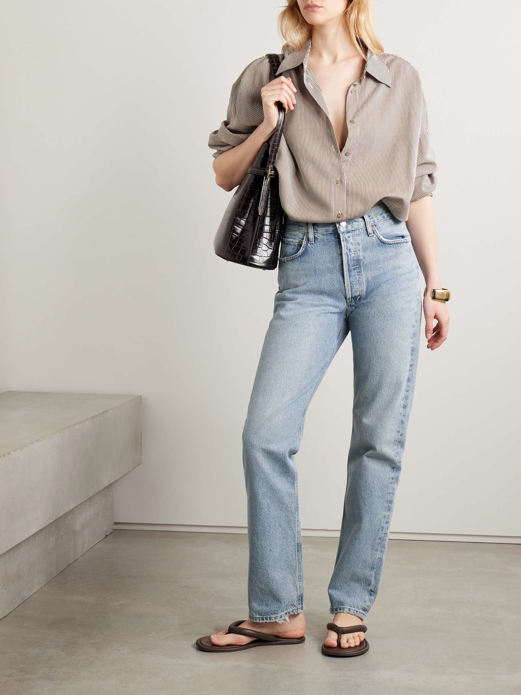 AGOLDE 90's Pinch Waist Long frayed high-rise straight-leg AGOLDE 90's Pinch Waist Long frayed high-rise straight-leg