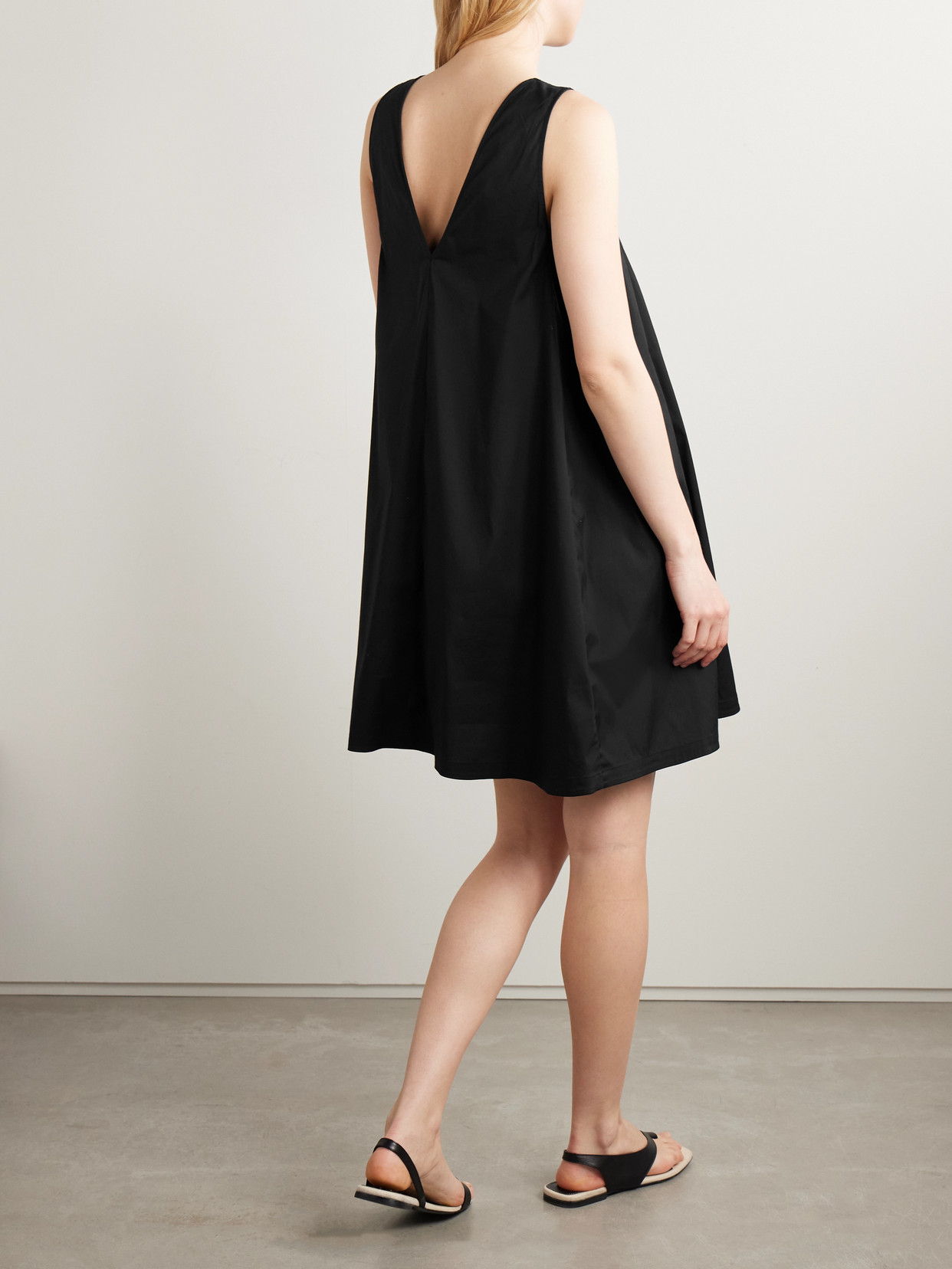 Max Mara Campale Cotton-blend Poplin Mini Dress In Black