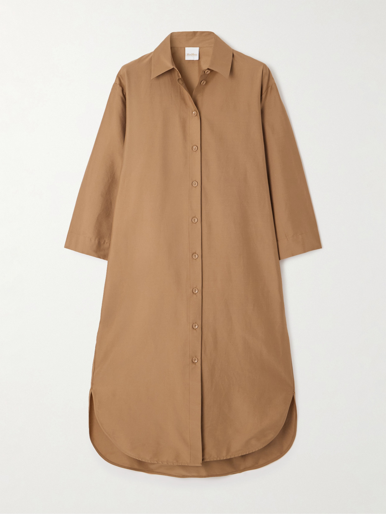 Max Mara Sella Cotton-blend Poplin Midi Shirt Dress In Brown
