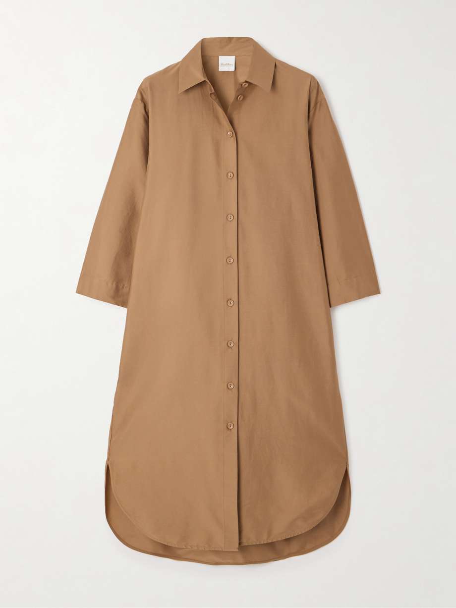 sella cotton-blend poplin midi shirt dress
