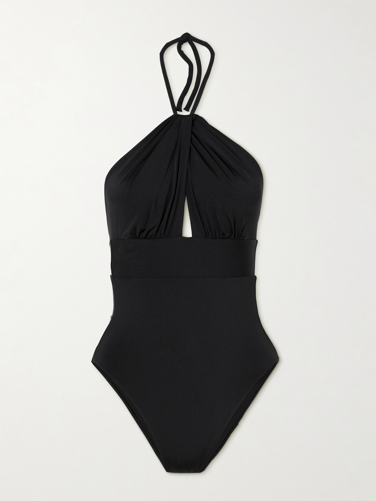 Max Mara Chicca Cutout Gathered Halterneck Swimsuit In Black