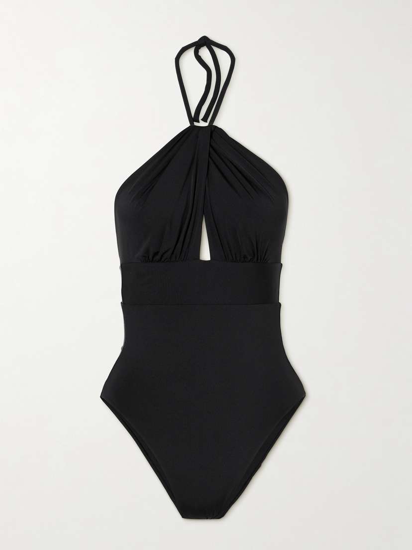Max Mara Chicca Cutout Gathered Halterneck Swimsuit
