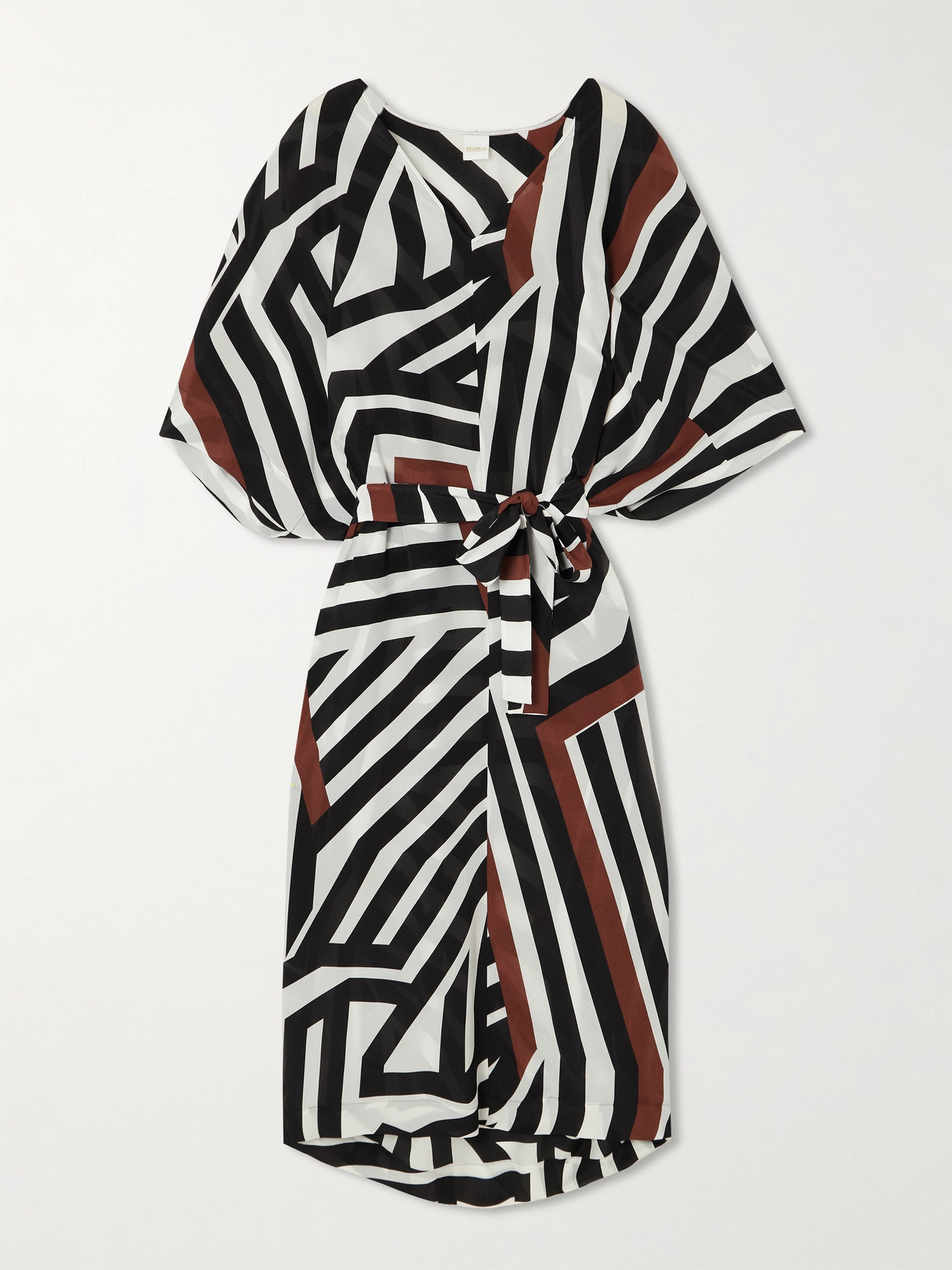 Max Mara Warren Belted Printed Silk Crepe De Chine Coverup In Multi