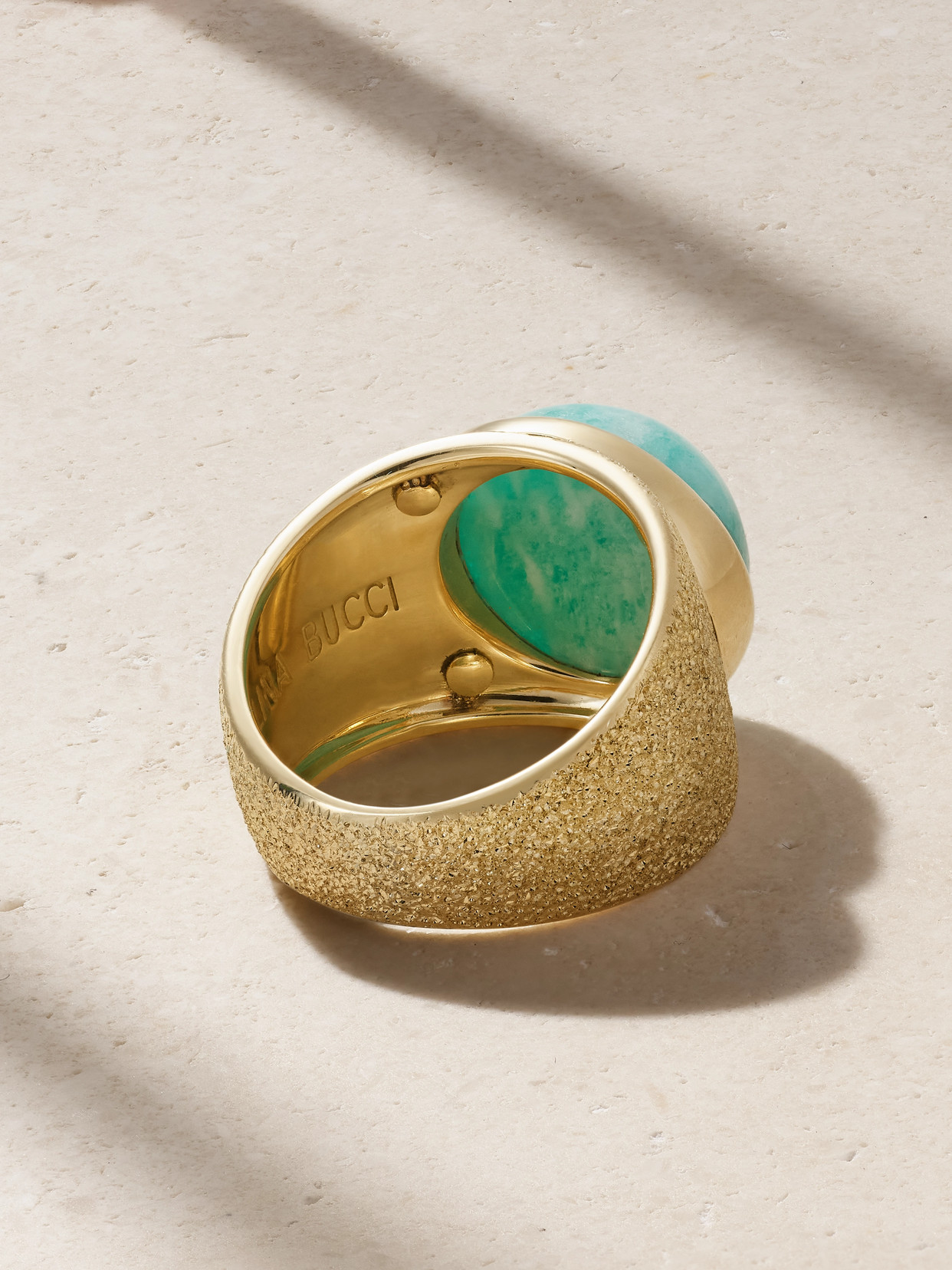 CAROLINA BUCCI DOWNTOWN 18-KARAT GOLD AMAZONITE RING 