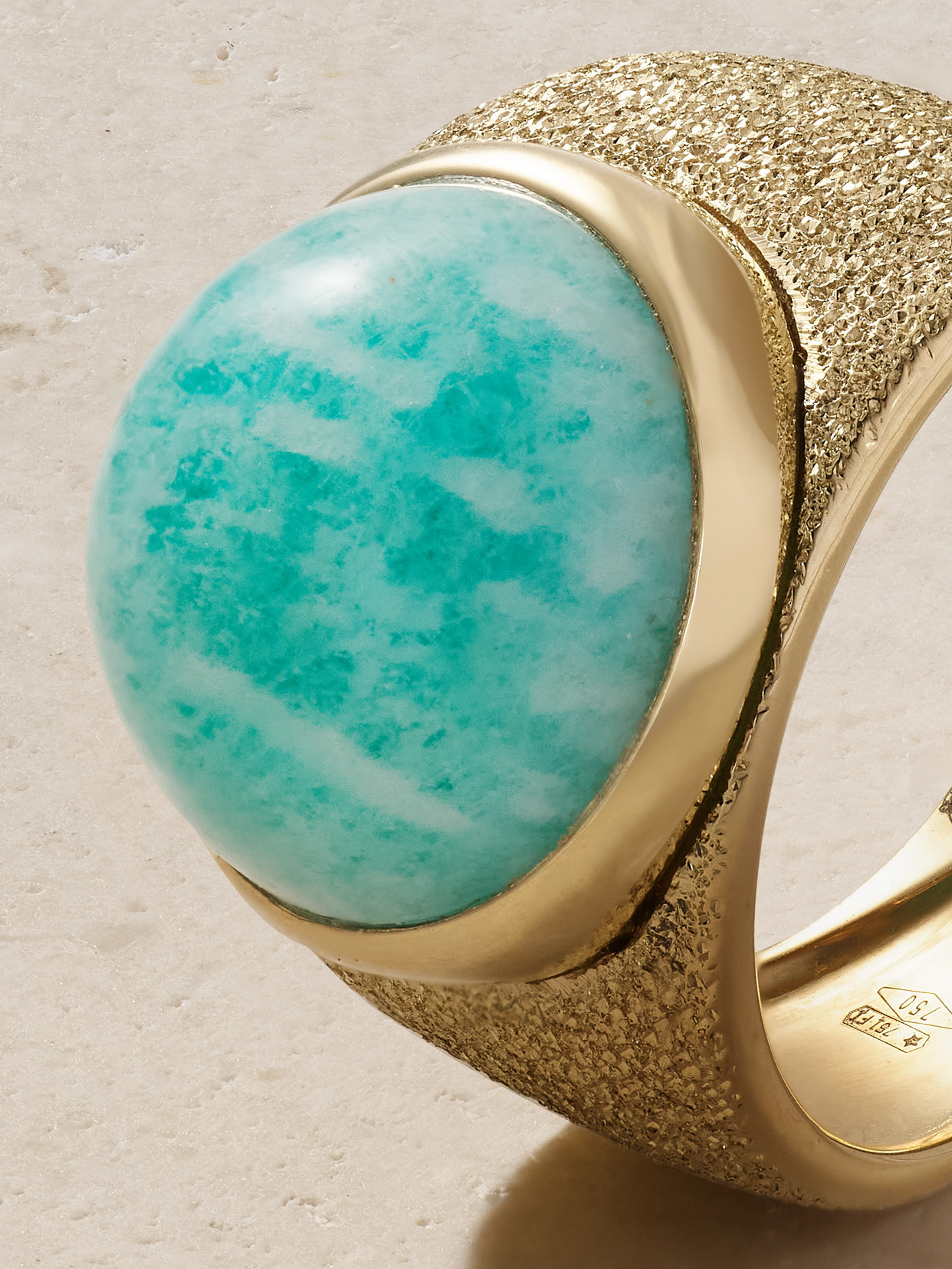 CAROLINA BUCCI DOWNTOWN 18-KARAT GOLD AMAZONITE RING 