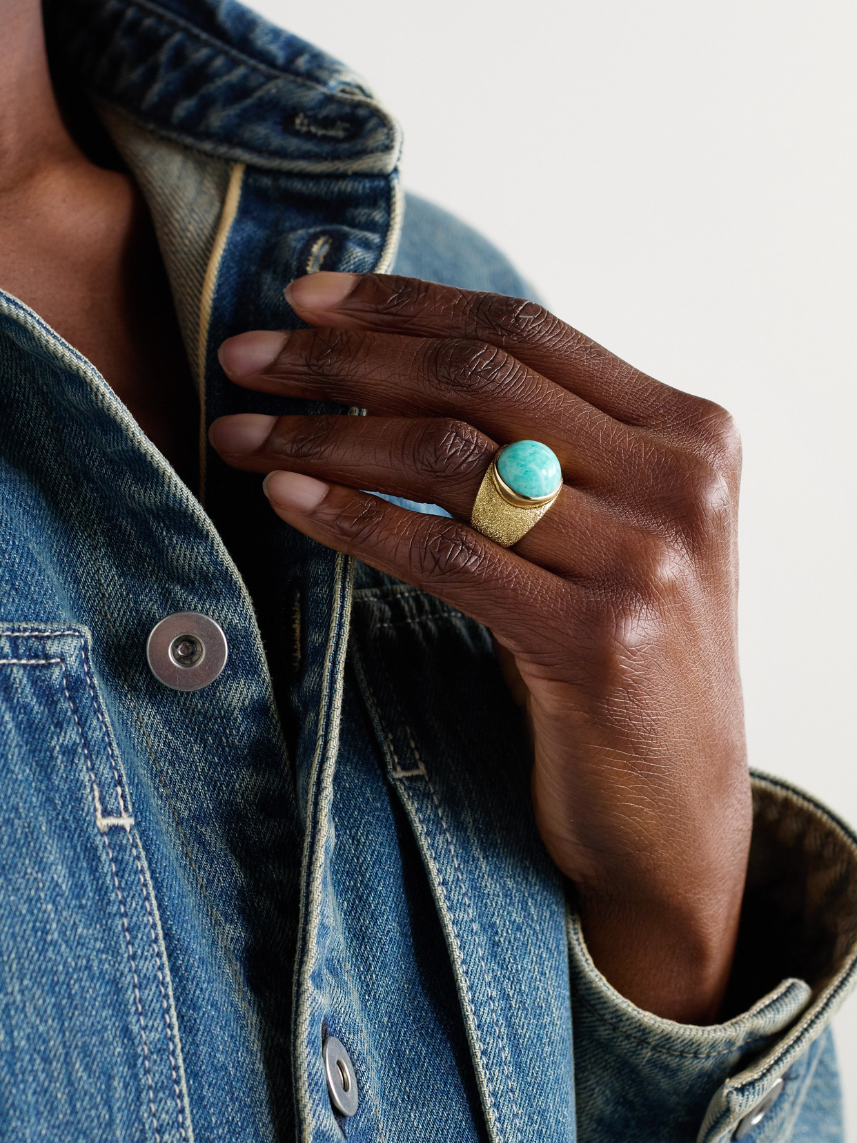 CAROLINA BUCCI DOWNTOWN 18-KARAT GOLD AMAZONITE RING 