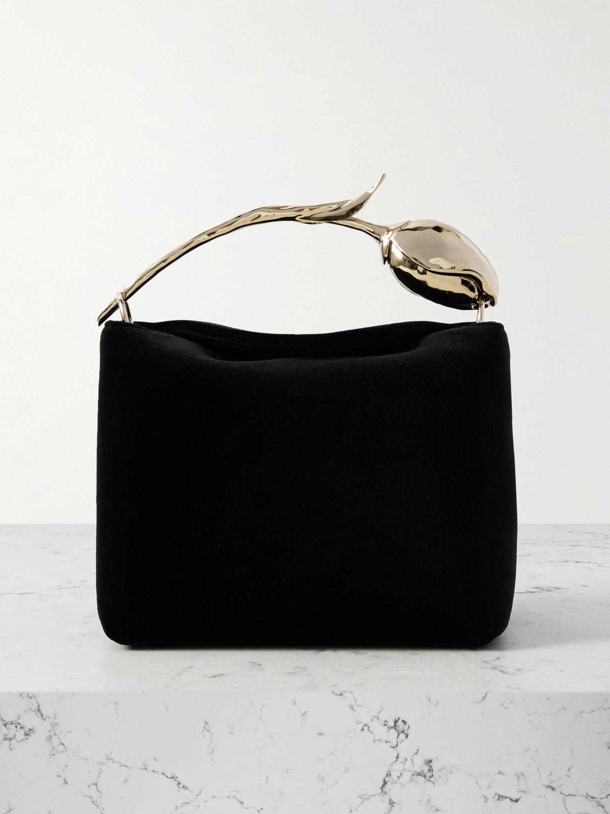 Erdem Bloom Mini Velvet Clutch Bag In Black