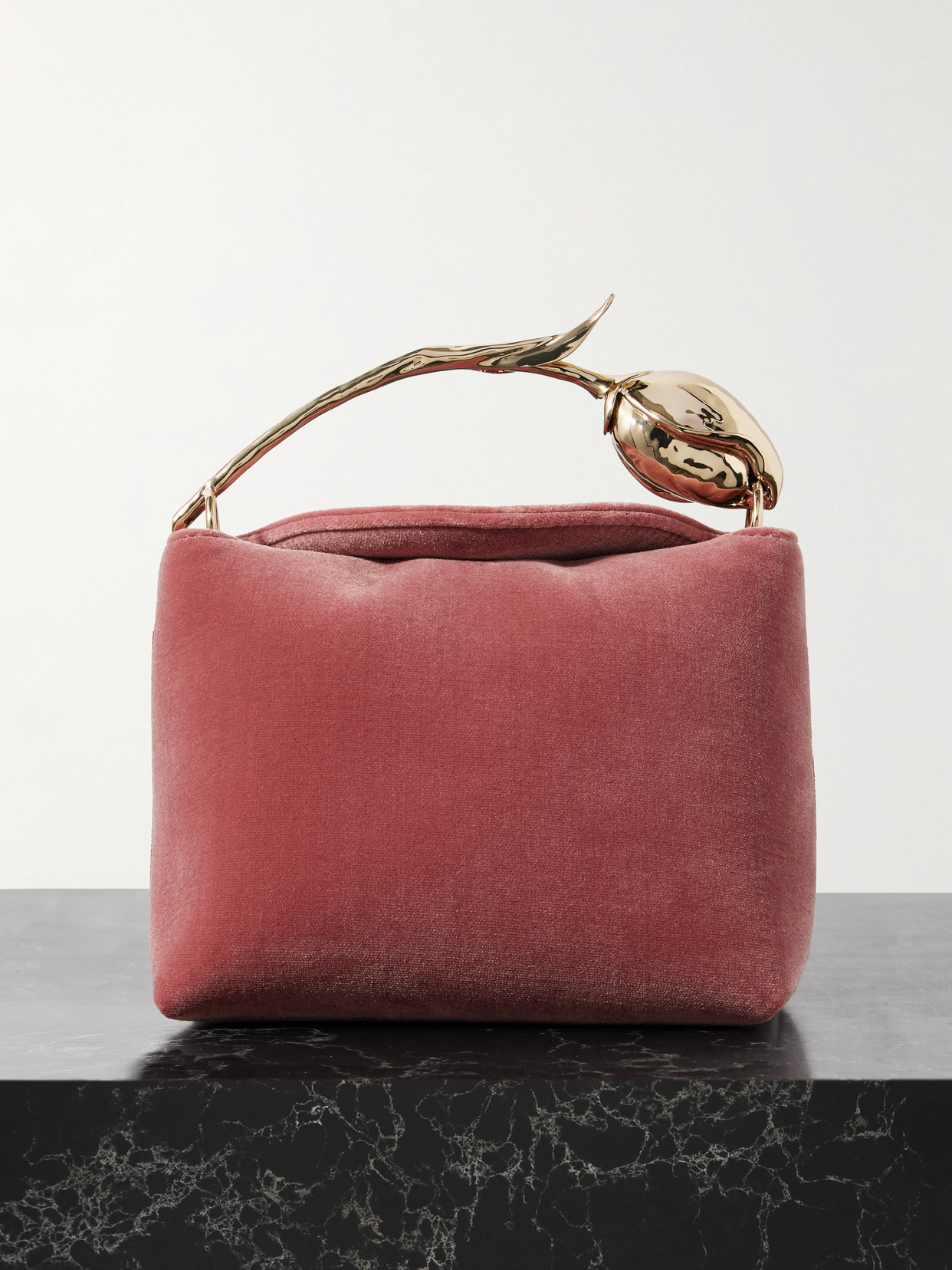Erdem Bloom Medium Velvet Shoulder Bag In Pink