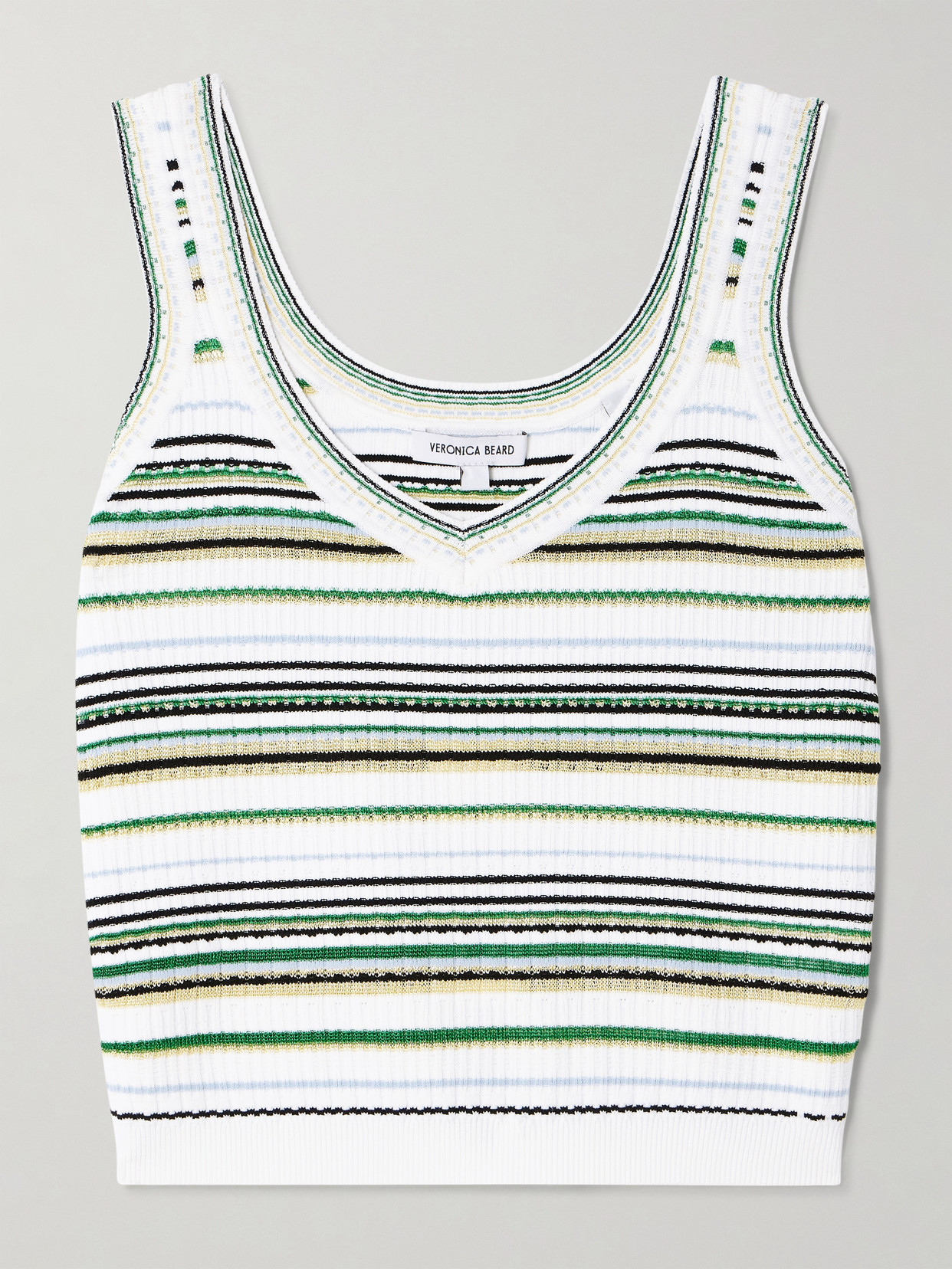 Veronica Beard Carlin Striped Ribbed-knit Tank