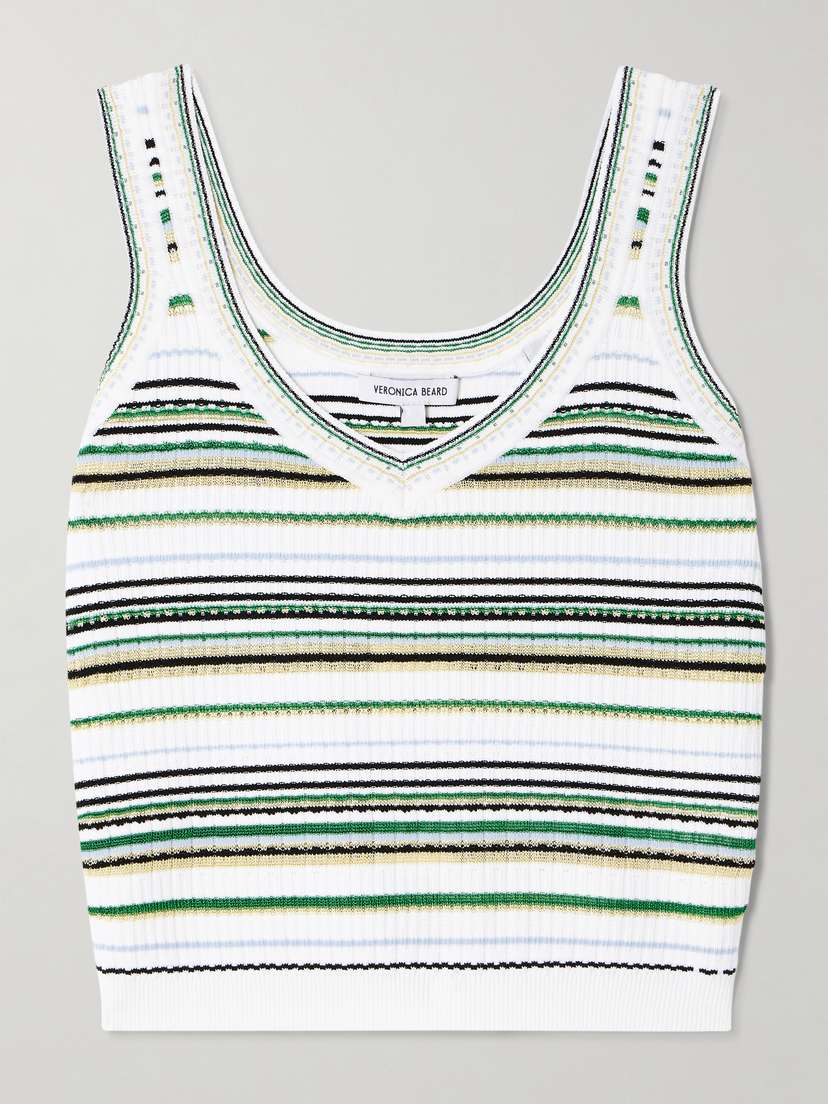 Veronica Beard Carlin Striped Ribbed-knit Tank