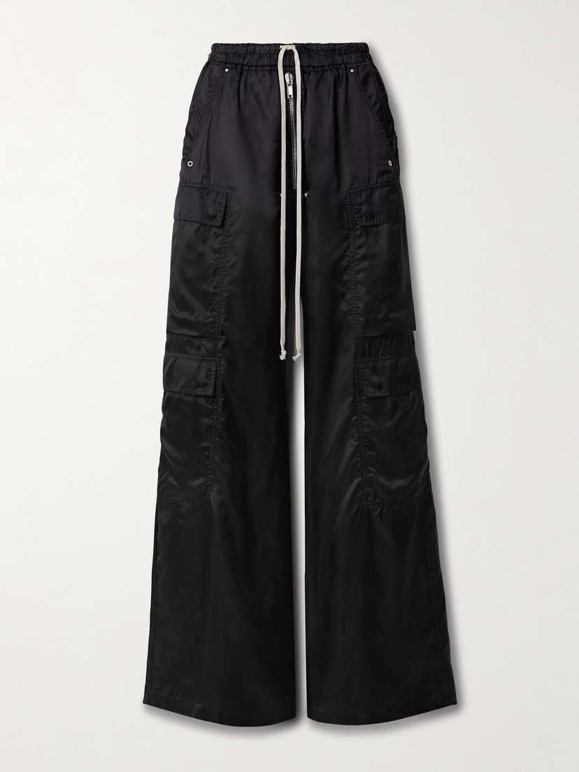 Rick Owens Satin-twill Wide-leg Cargo Pants