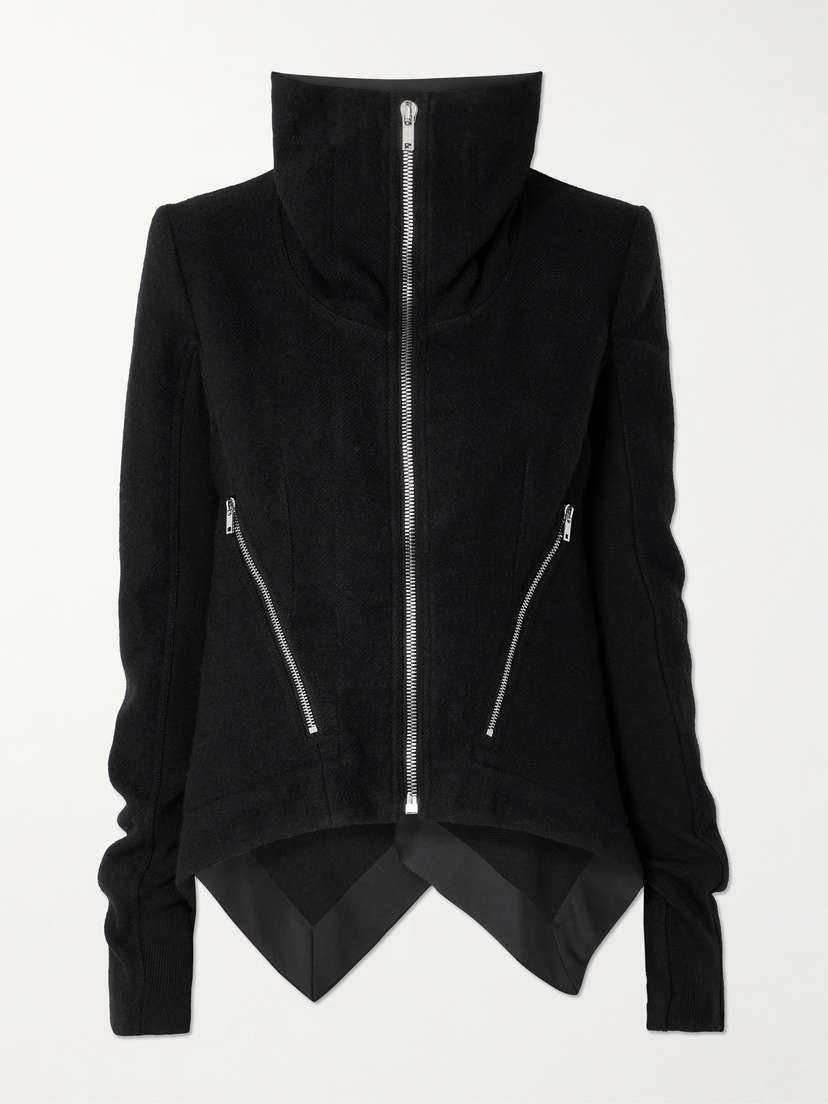 Rick Owens Giacca Satin-trimmed Boiled-wool Turtleneck Jacket
