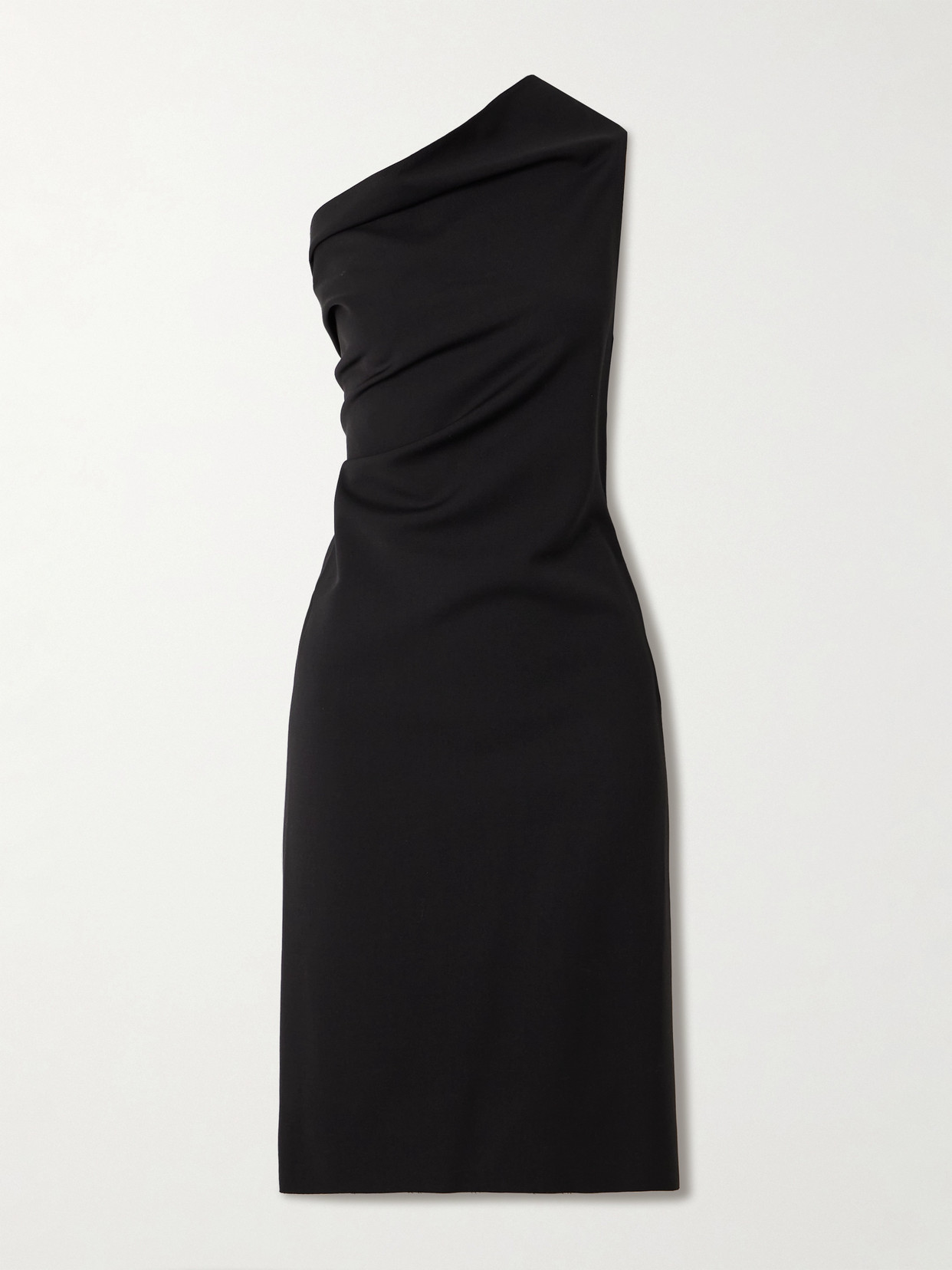 Rick Owens Athena One-shoulder Draped Wool-blend Mini Dress In Black