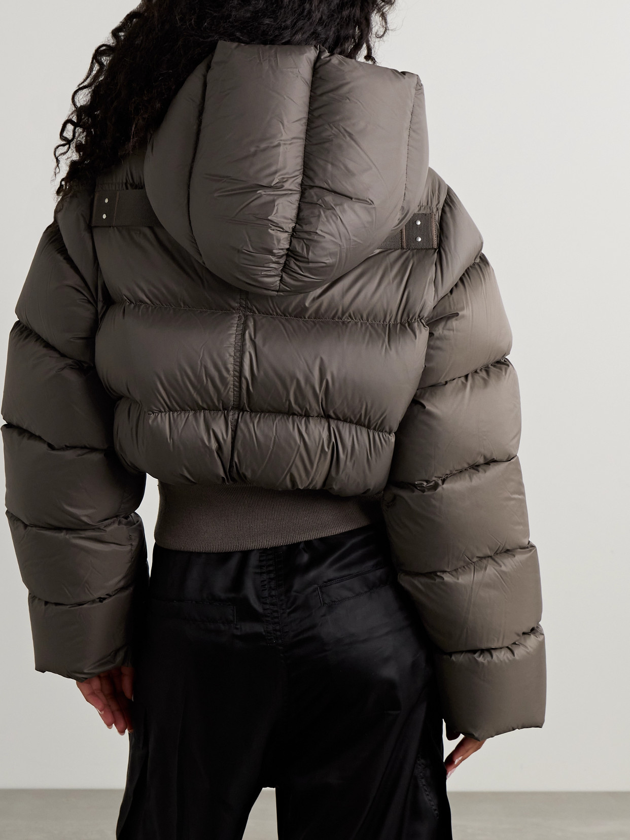 Rick Owens Hooded Quilted Recycled-shell Down Jacket In Brown