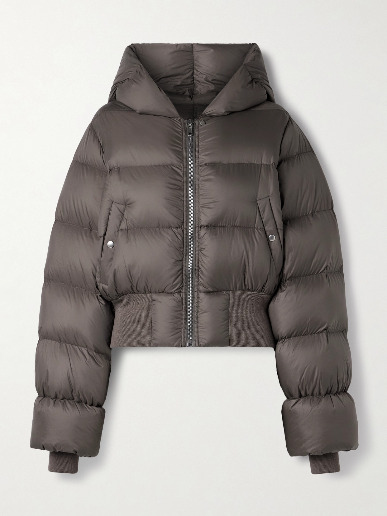 Rick Owens Hooded Quilted Recycled-shell Down Jacket In Brown