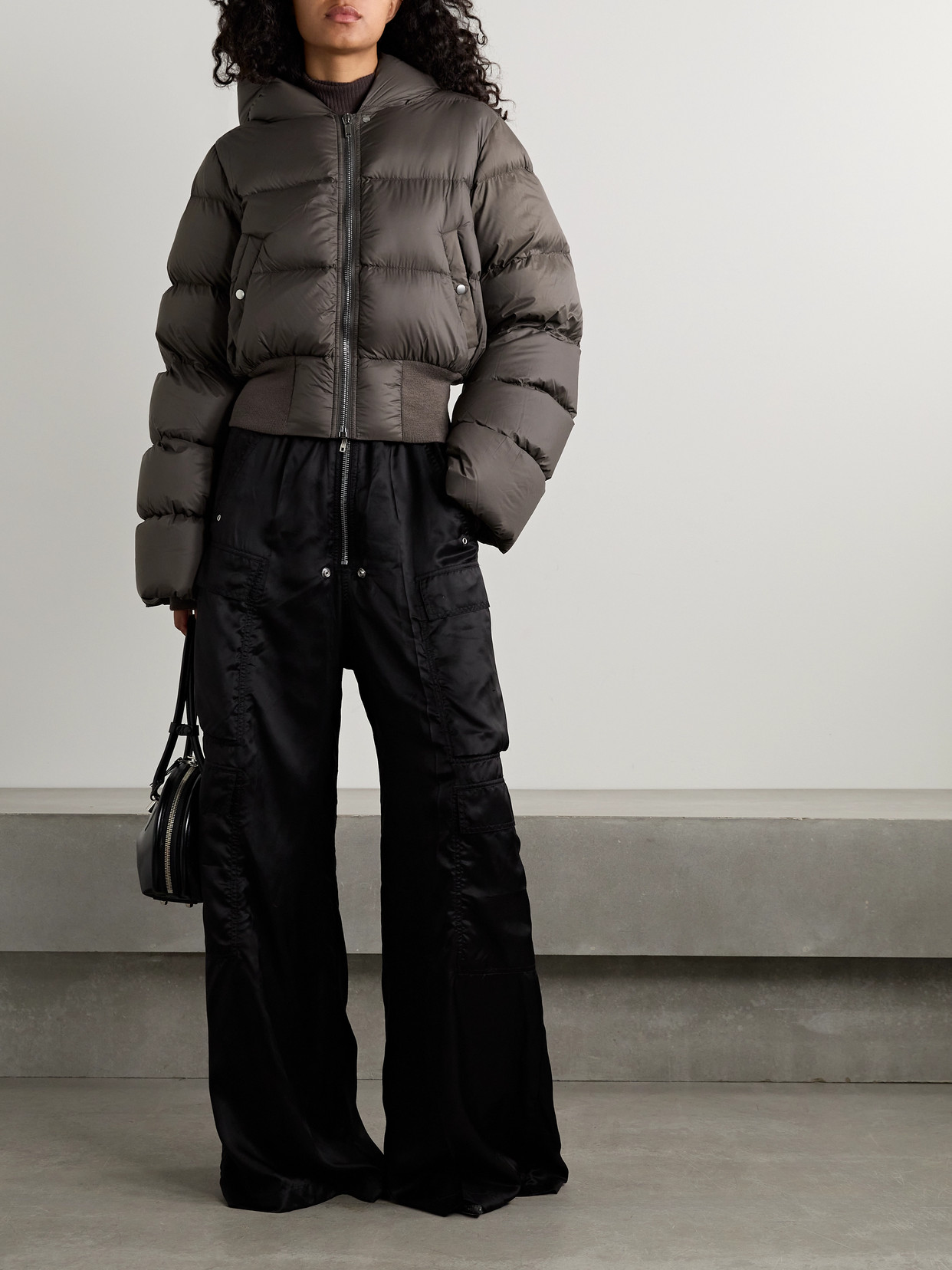 Rick Owens Hooded Quilted Recycled-shell Down Jacket In Brown