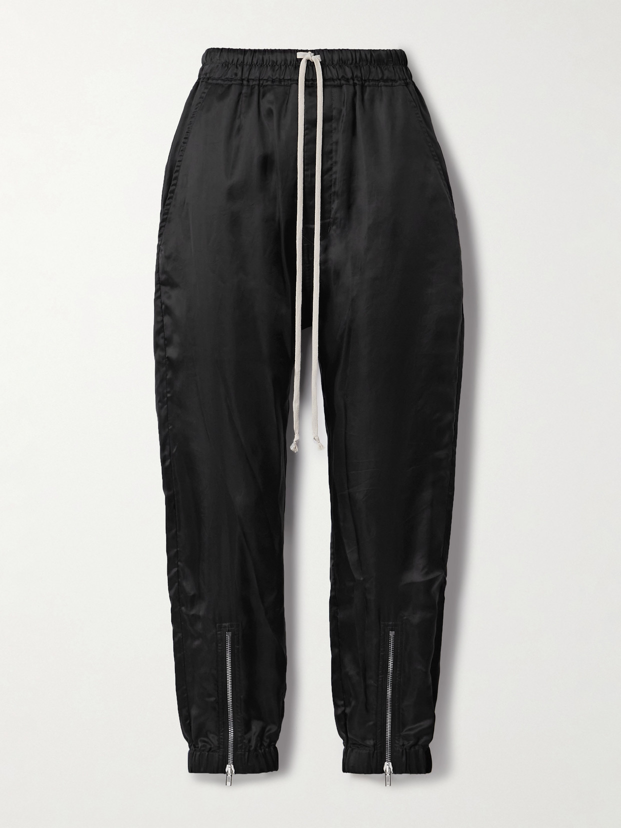 Rick Owens Satin-twill Tapered Pants In Black