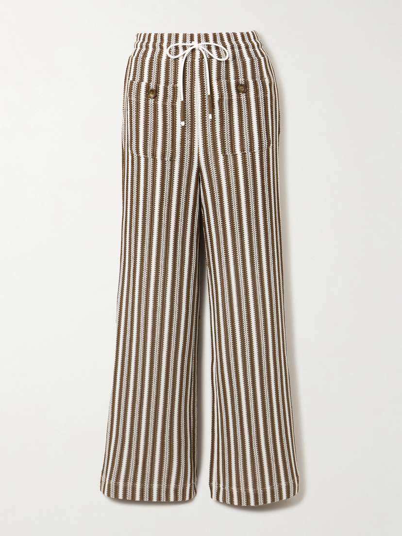 Veronica Beard Zosia Striped Knitted Wide-leg Pants