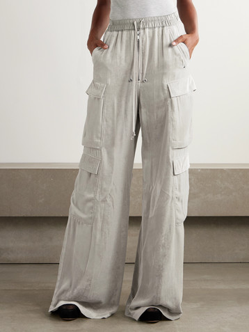 Rick Owens Shell-trimmed velvet wide-leg cargo pants
